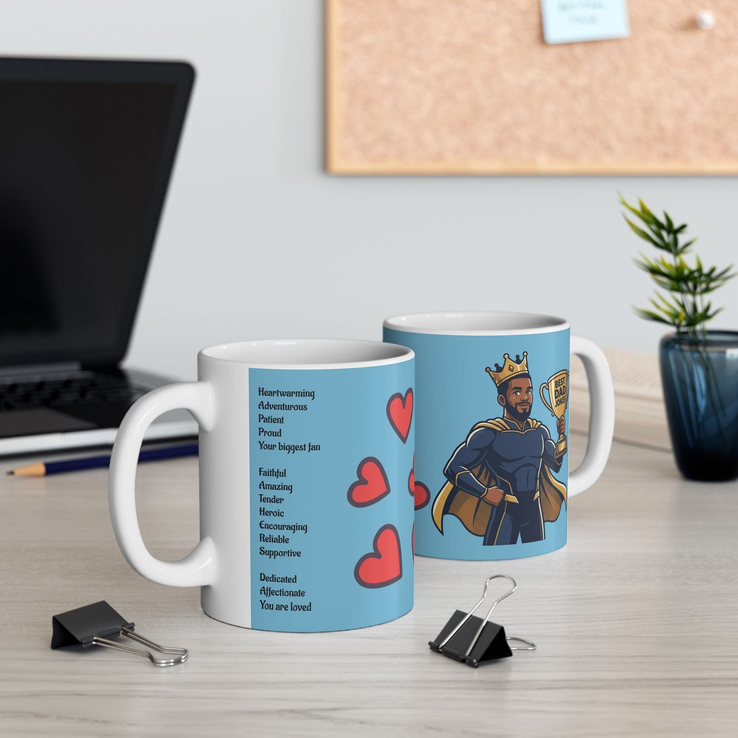 Ceramic Mug — 'Best Dad' Trophy Design with Hearts, Father's Day Gift (11oz, 15oz)