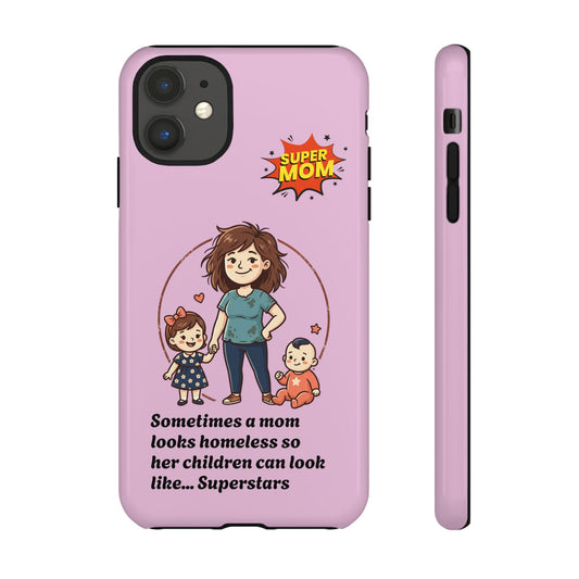 Super Mom Phone Case | Pink Phone Case, Mom Quote