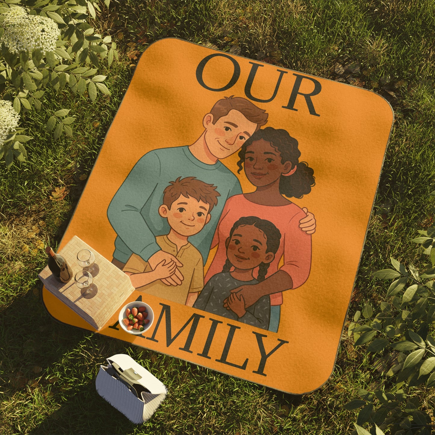 Our Family Picnic Blanket – Family Illustration Outdoor Blanket