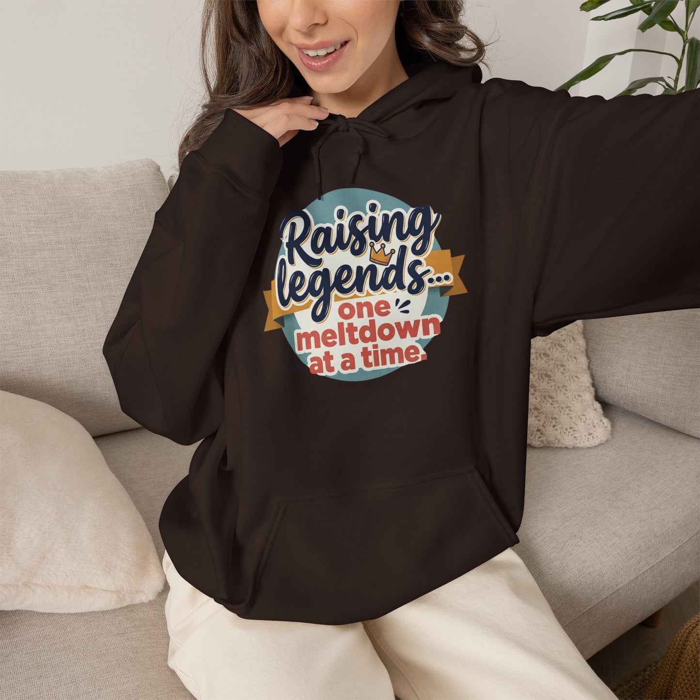 Hoodie — "Raising Legends... one meltdown at a time" Retro Parenthood Sweatshirt