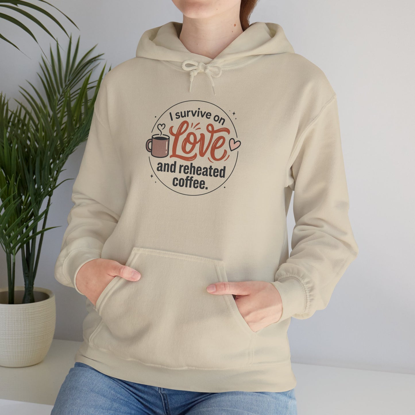 I Survive on Love and Reheated Coffee Hoodie