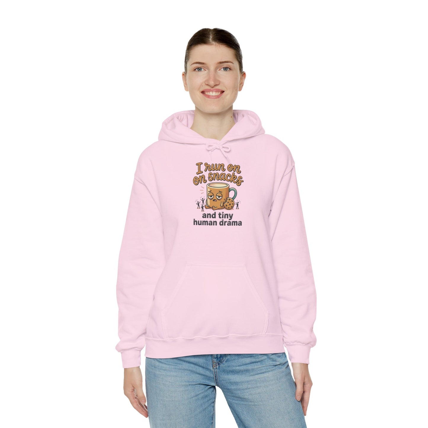Coffee Mug Hoodie - "I Run on Coffee and Tiny Human Drama" Funny Mom Sweatshirt
