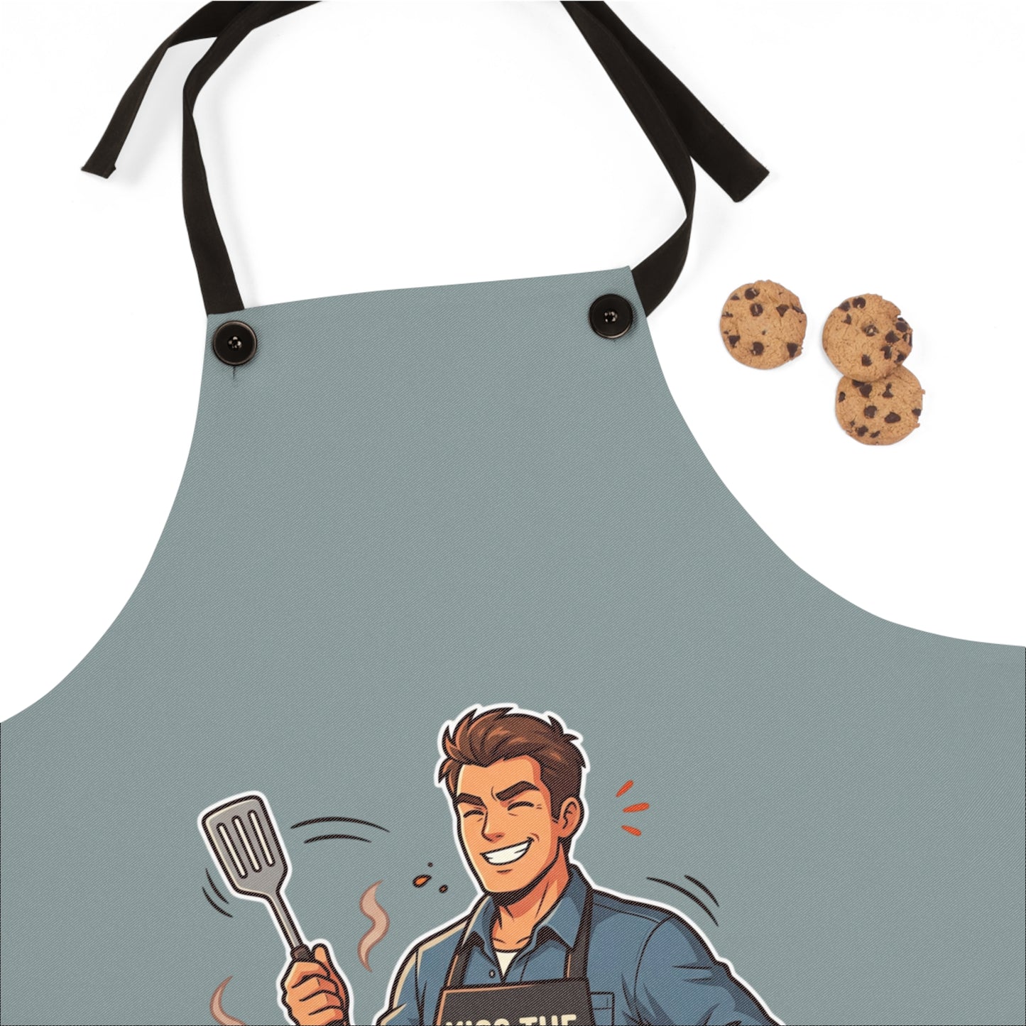 Funny Grilling Apron — "Kiss the Cook...Perfectly Grilled to Well-Done" Barbecue Chef Apron