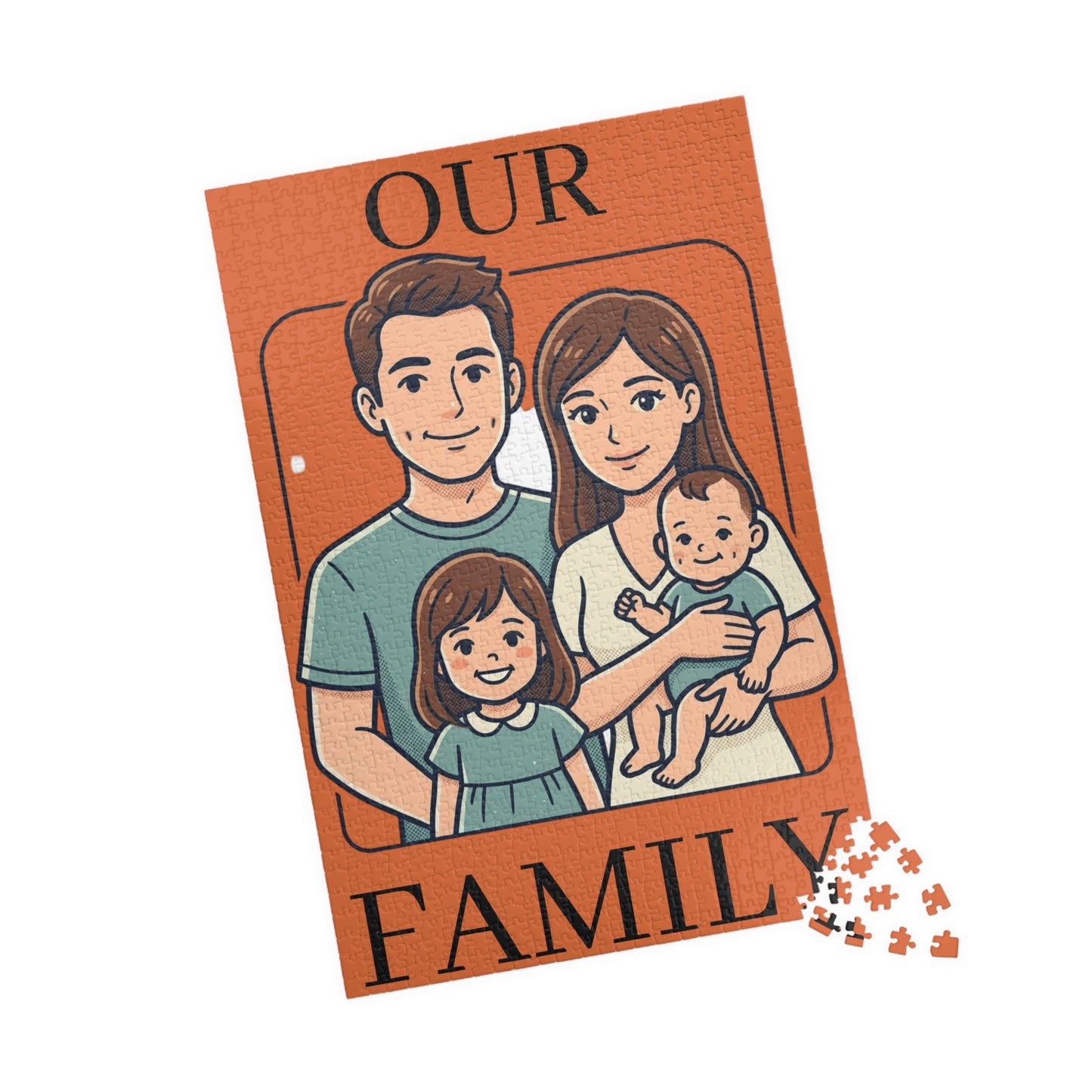 Family Portrait Puzzle – “Our Family” Personalized Jigsaw (110–1014 pcs)
