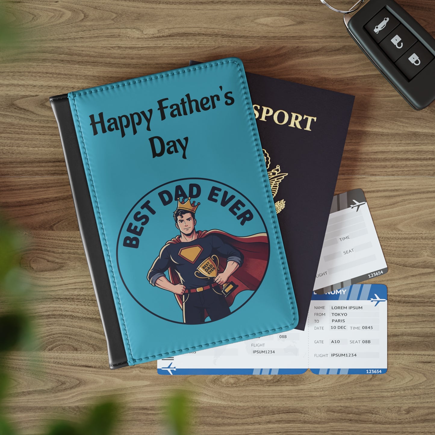 Father's Day Passport Cover - 'Happy Father's Day' Best Dad Trophy Travel Wallet