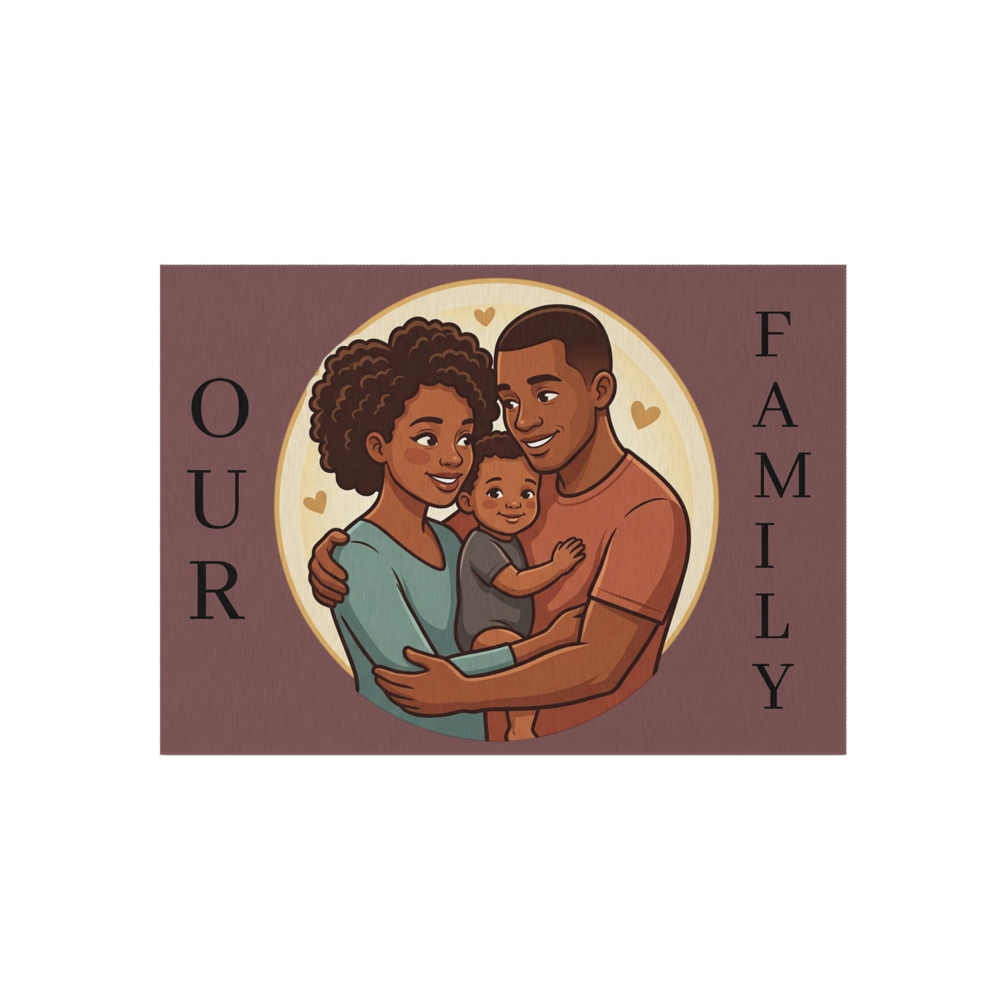 Personalized Family In/Outdoor Rug - 'Our Family' Illustrated Portrait Doormat