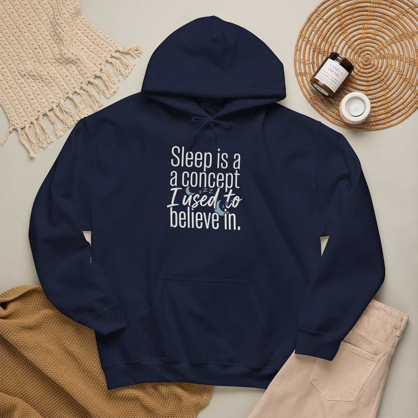 Sleep Is a Concept Hoodie – Funny Insomnia Quote Pullover