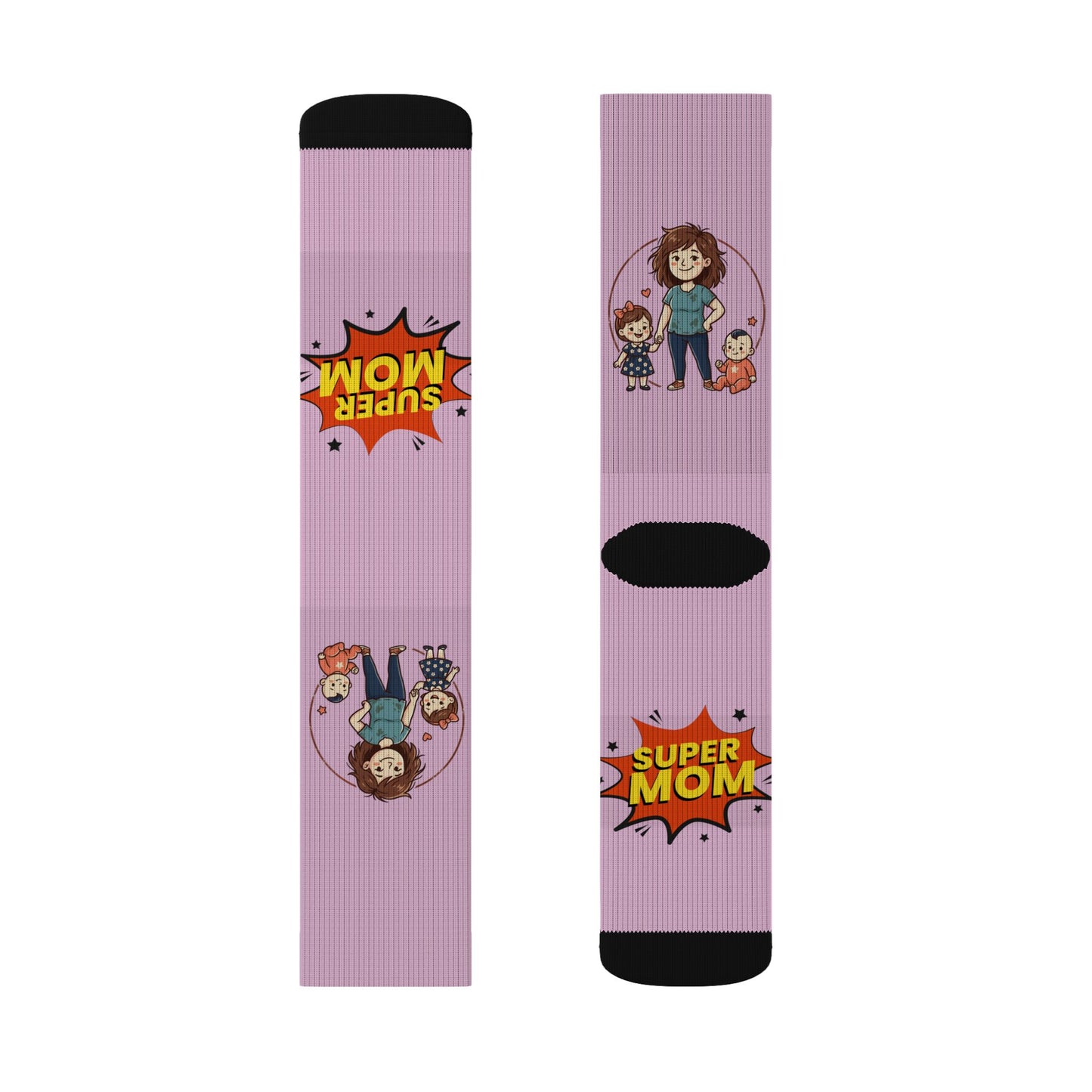 Super Mom Socks | Mother's Day, Mom Cartoon Crew Socks