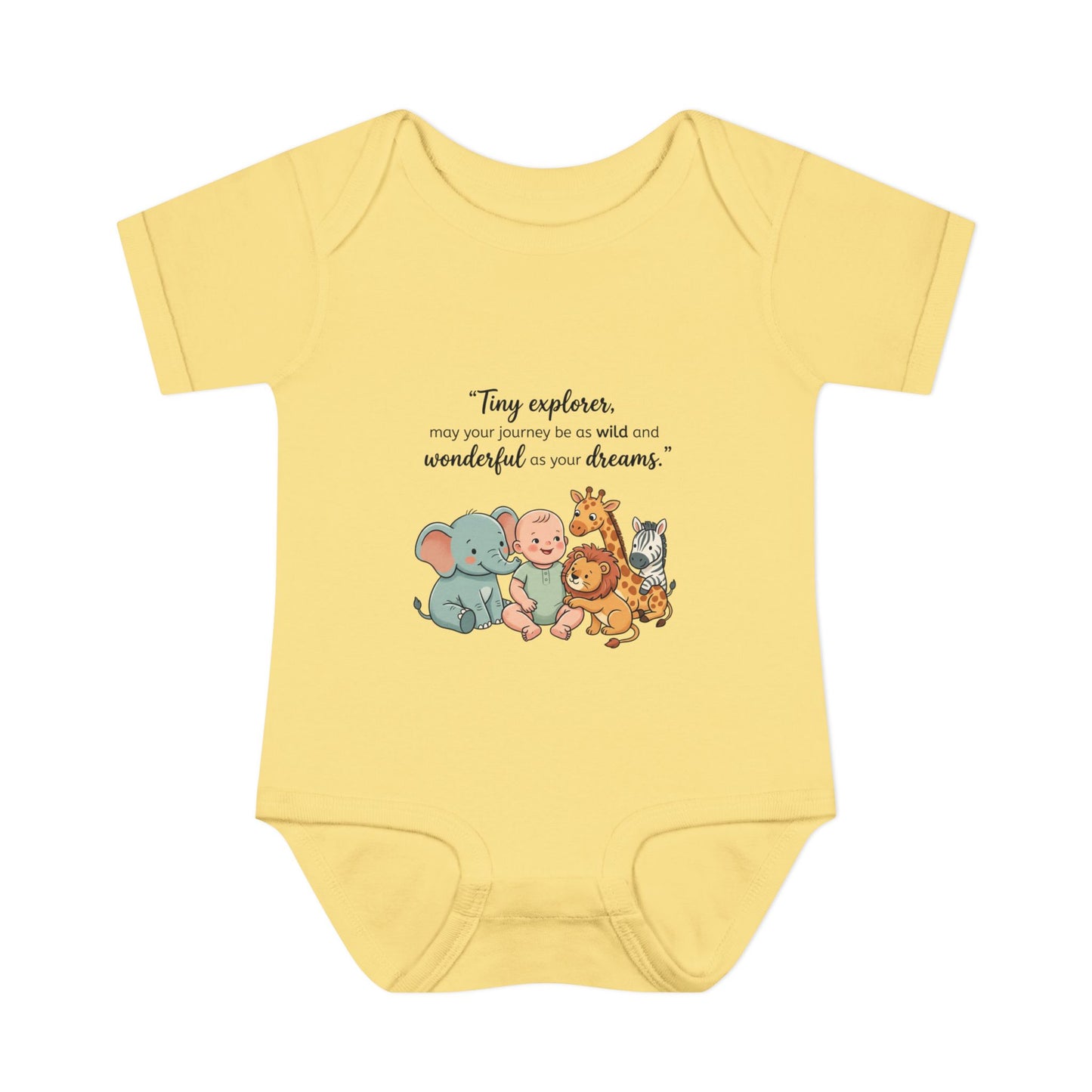 Baby Bodysuit — "Tiny Explorer" Cute Animal Nursery Onesie