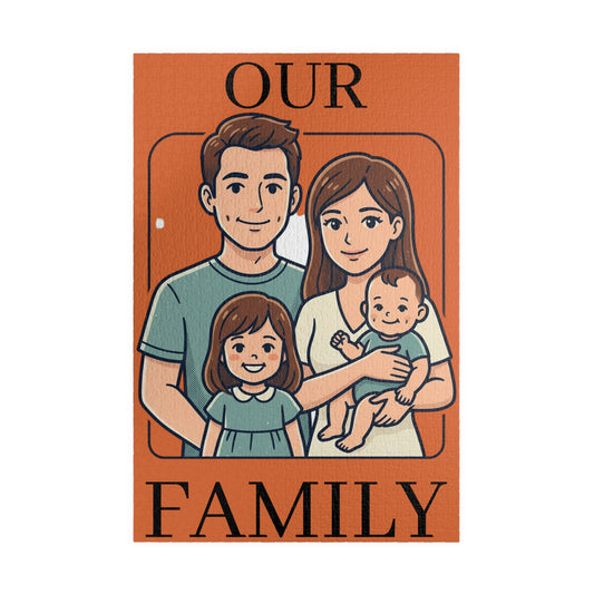 Family Portrait Puzzle – “Our Family” Personalized Jigsaw (110–1014 pcs)
