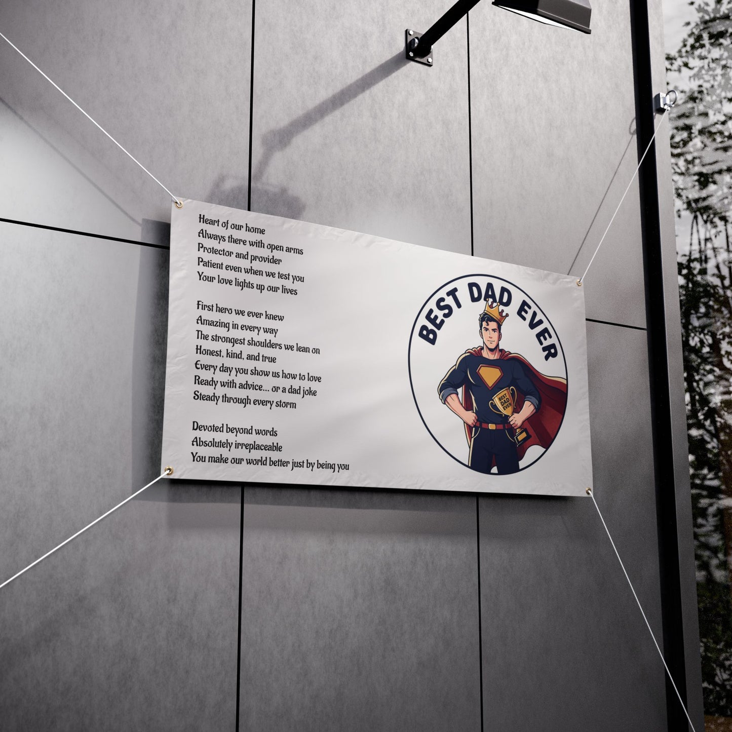 Best Dad Ever Vinyl Banner – Superhero Father Tribute with Poem