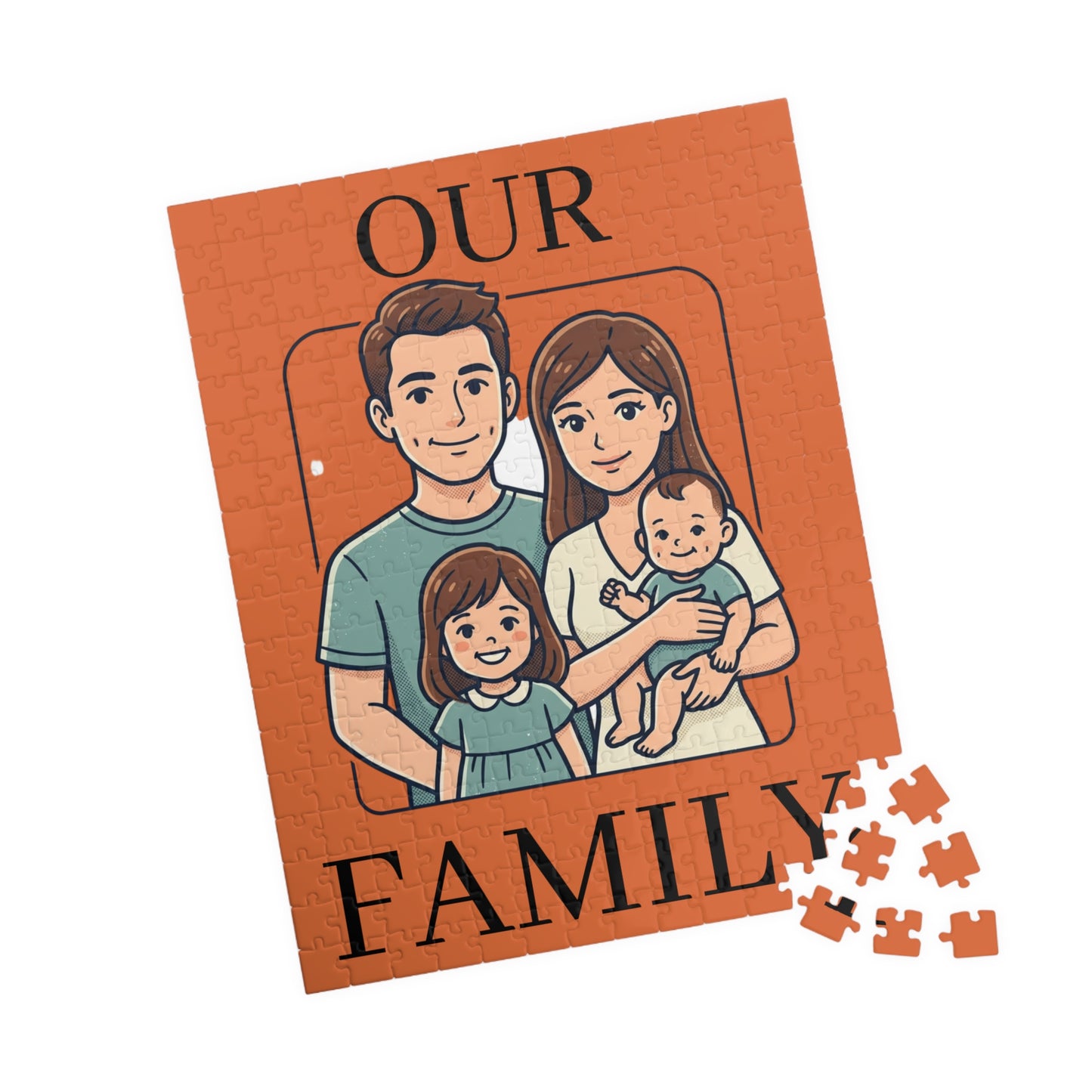 Family Portrait Puzzle – “Our Family” Personalized Jigsaw (110–1014 pcs)