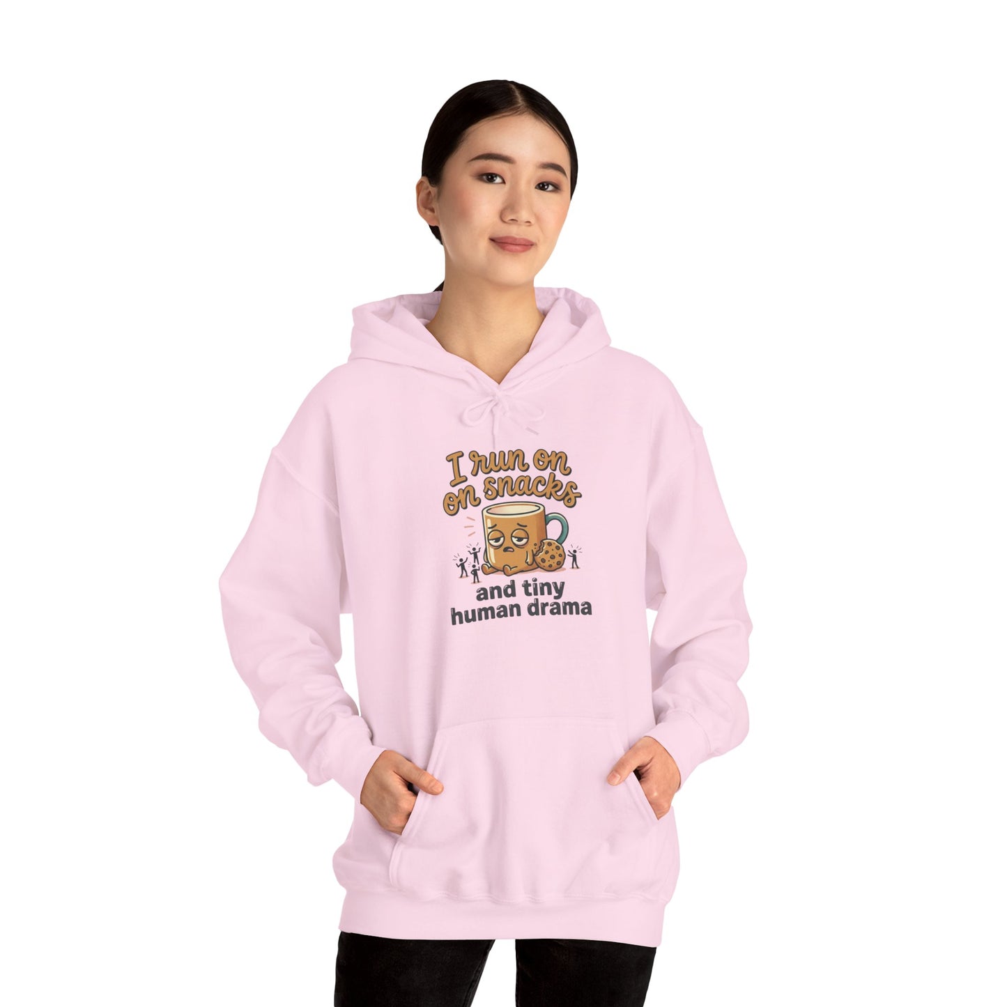 Coffee Mug Hoodie - "I Run on Coffee and Tiny Human Drama" Funny Mom Sweatshirt
