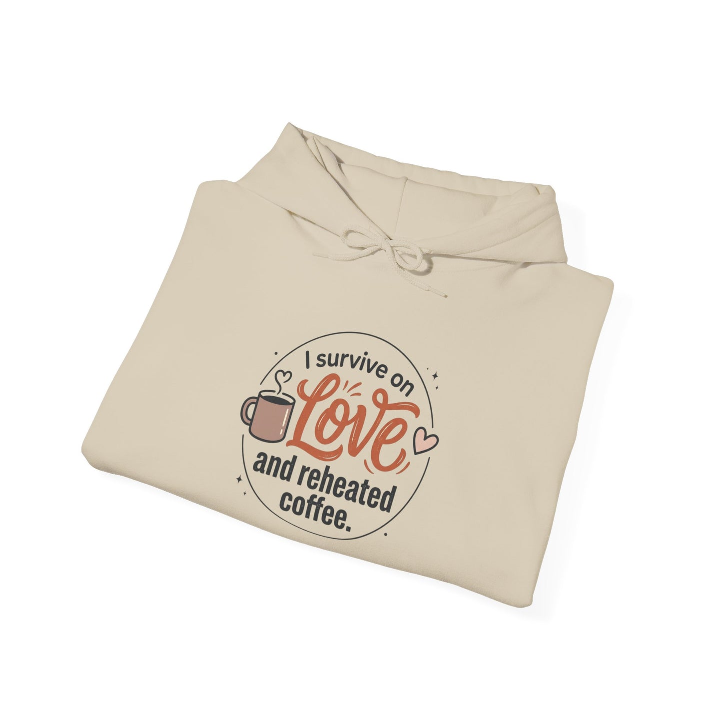 I Survive on Love and Reheated Coffee Hoodie