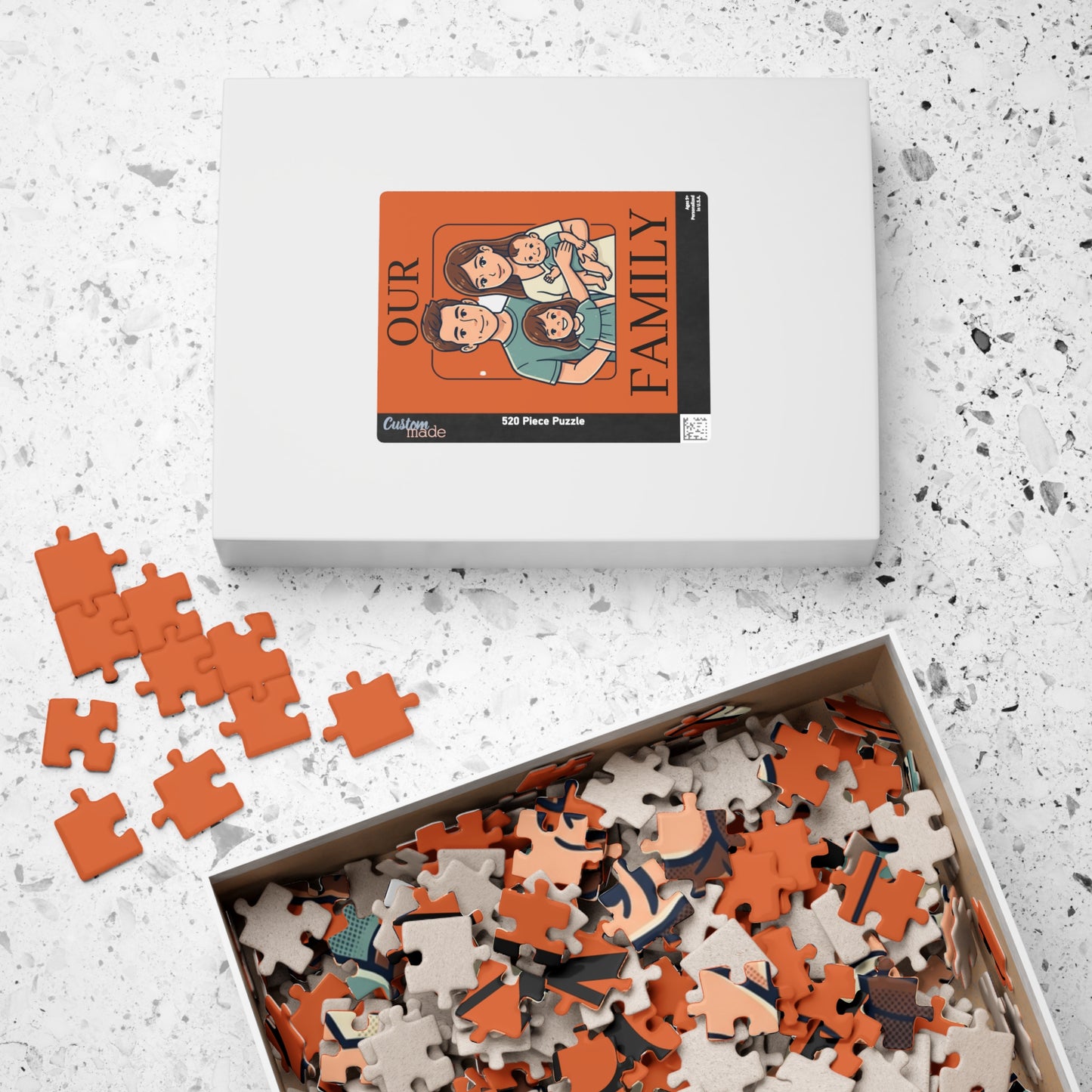 Family Portrait Puzzle – “Our Family” Personalized Jigsaw (110–1014 pcs)