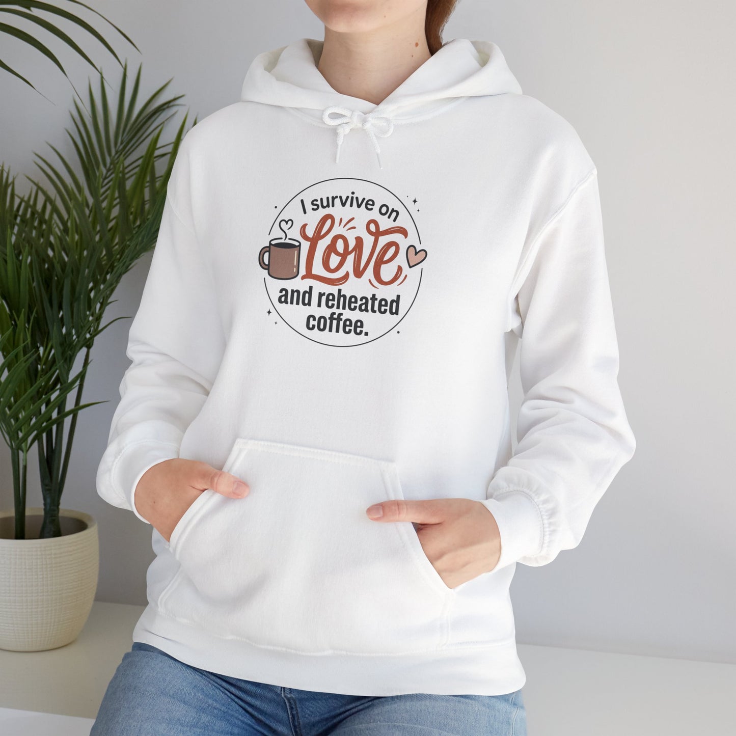I Survive on Love and Reheated Coffee Hoodie