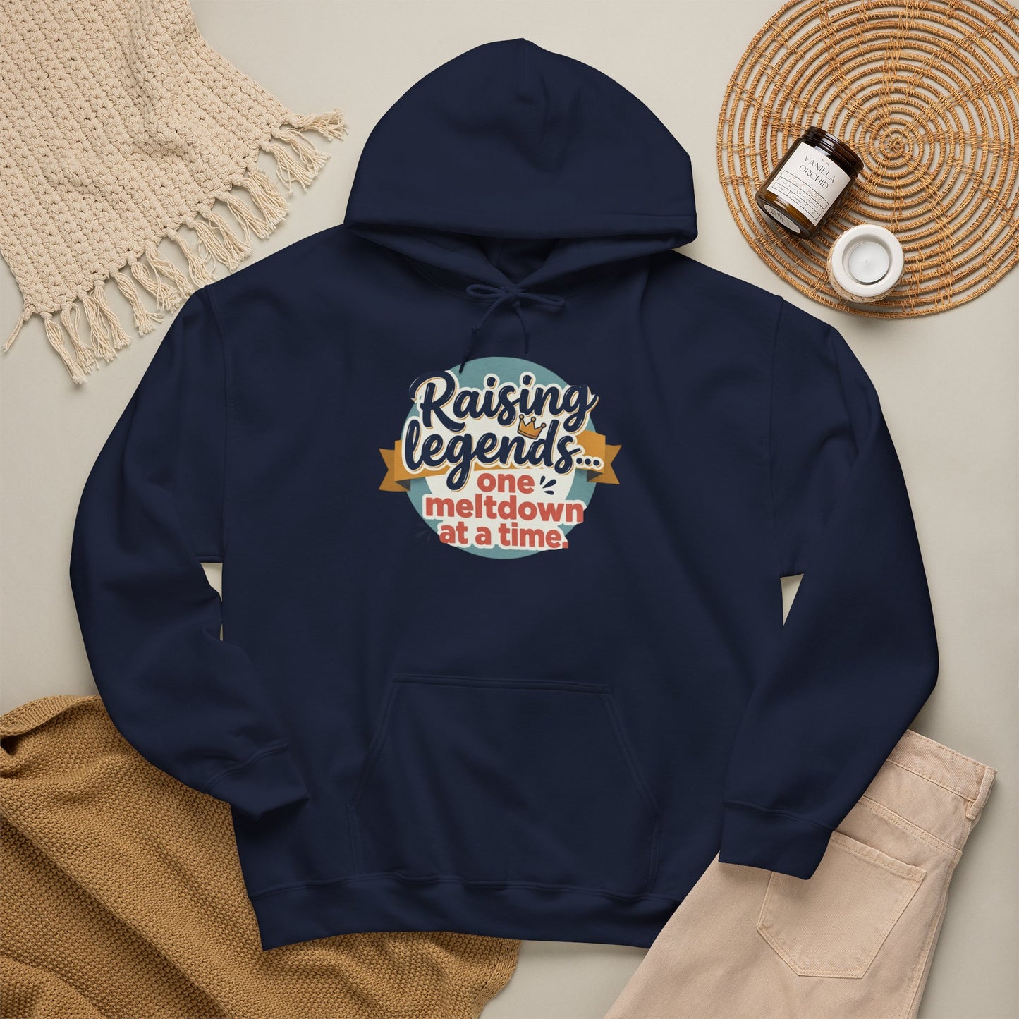 Hoodie — "Raising Legends... one meltdown at a time" Retro Parenthood Sweatshirt