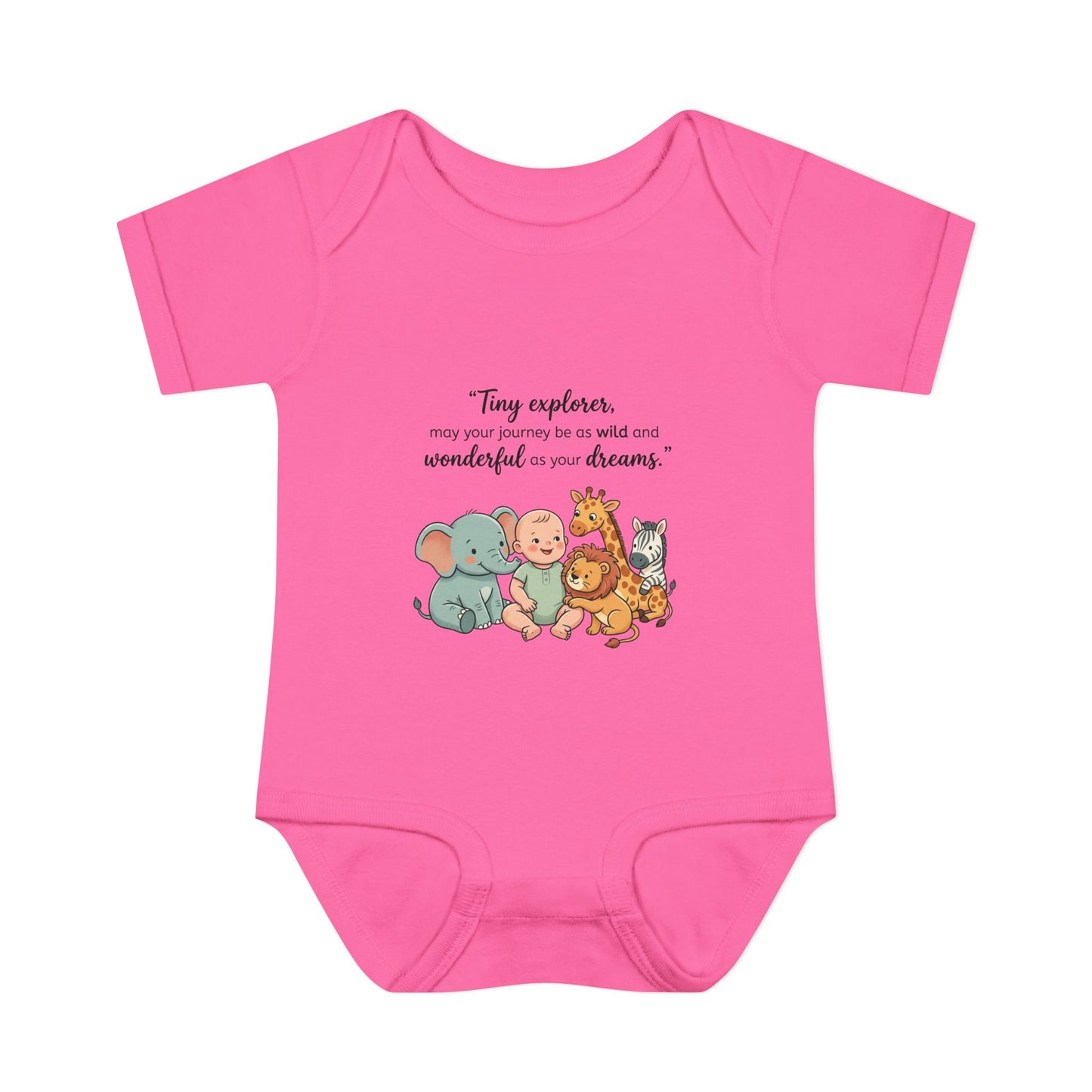 Baby Bodysuit — "Tiny Explorer" Cute Animal Nursery Onesie