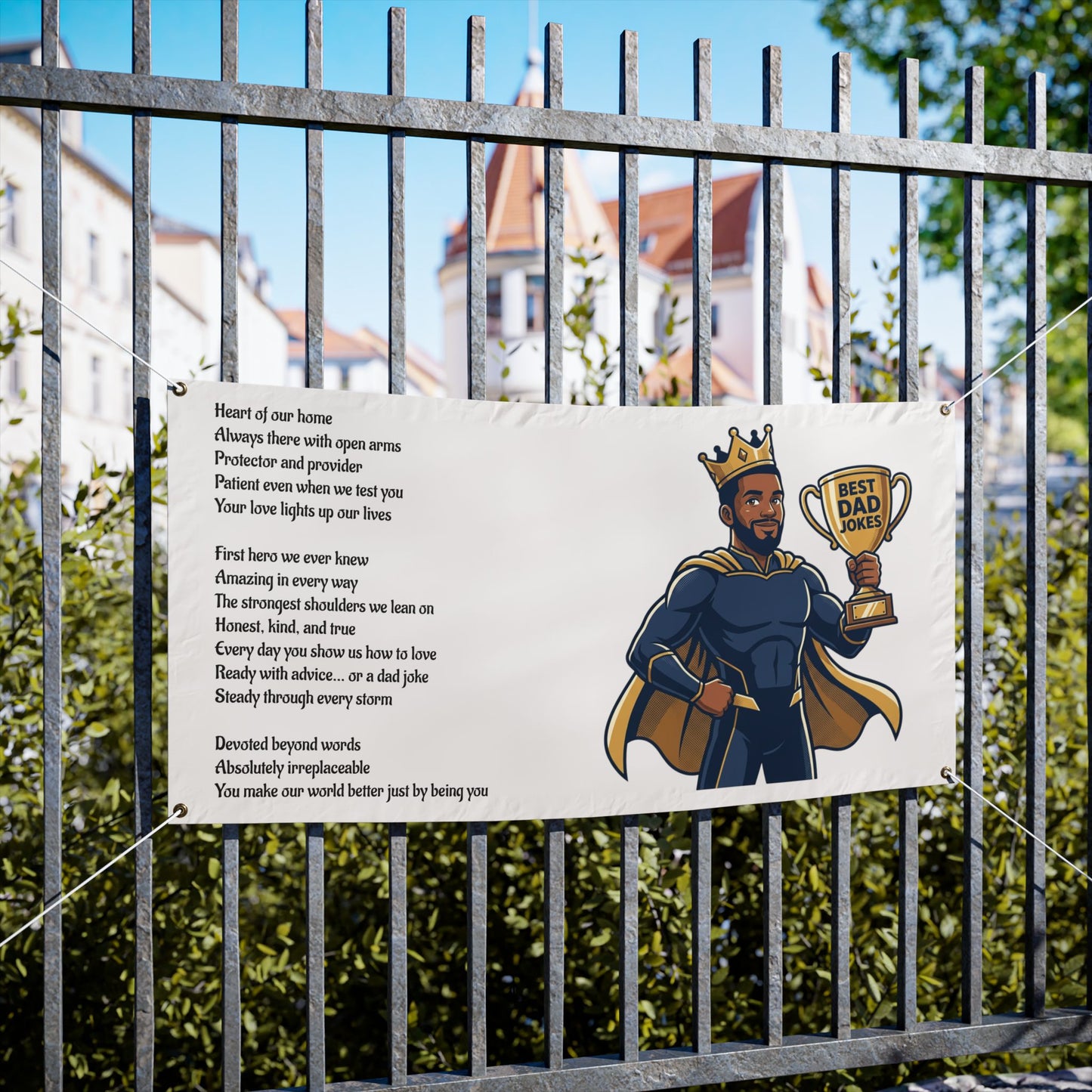 Best Dad Ever Vinyl Banner – Superhero Father Tribute with Poem