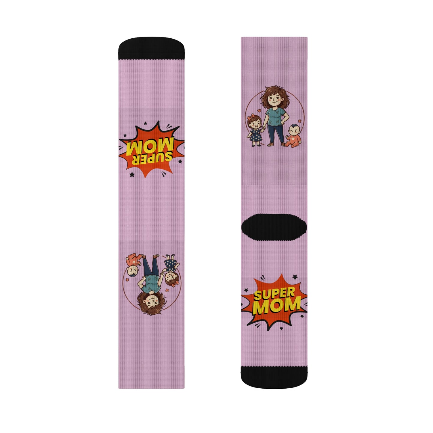 Super Mom Socks | Mother's Day, Mom Cartoon Crew Socks