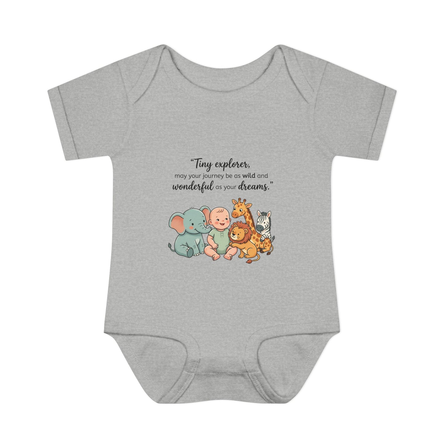 Baby Bodysuit — "Tiny Explorer" Cute Animal Nursery Onesie