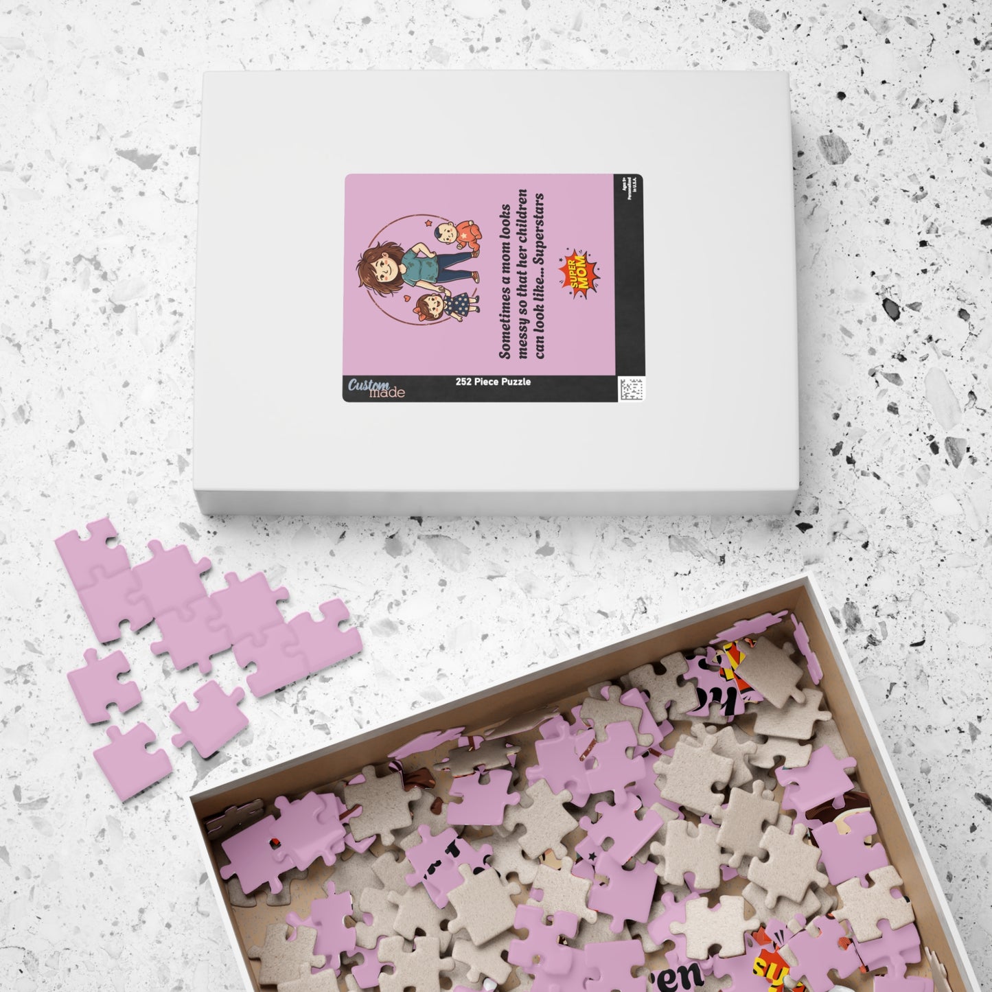 Super Mom and kids puzzle, Mom messy so kids look like superstars 110-1014pc