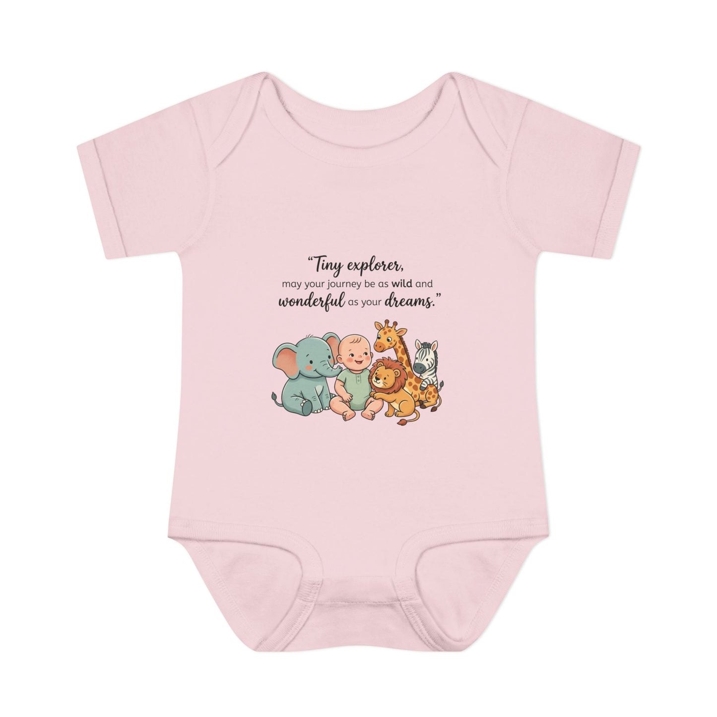 Baby Bodysuit — "Tiny Explorer" Cute Animal Nursery Onesie