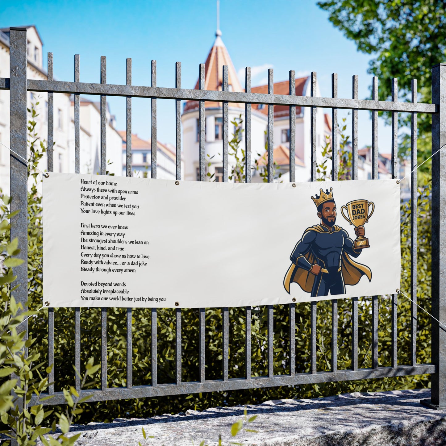 Best Dad Ever Vinyl Banner – Superhero Father Tribute with Poem