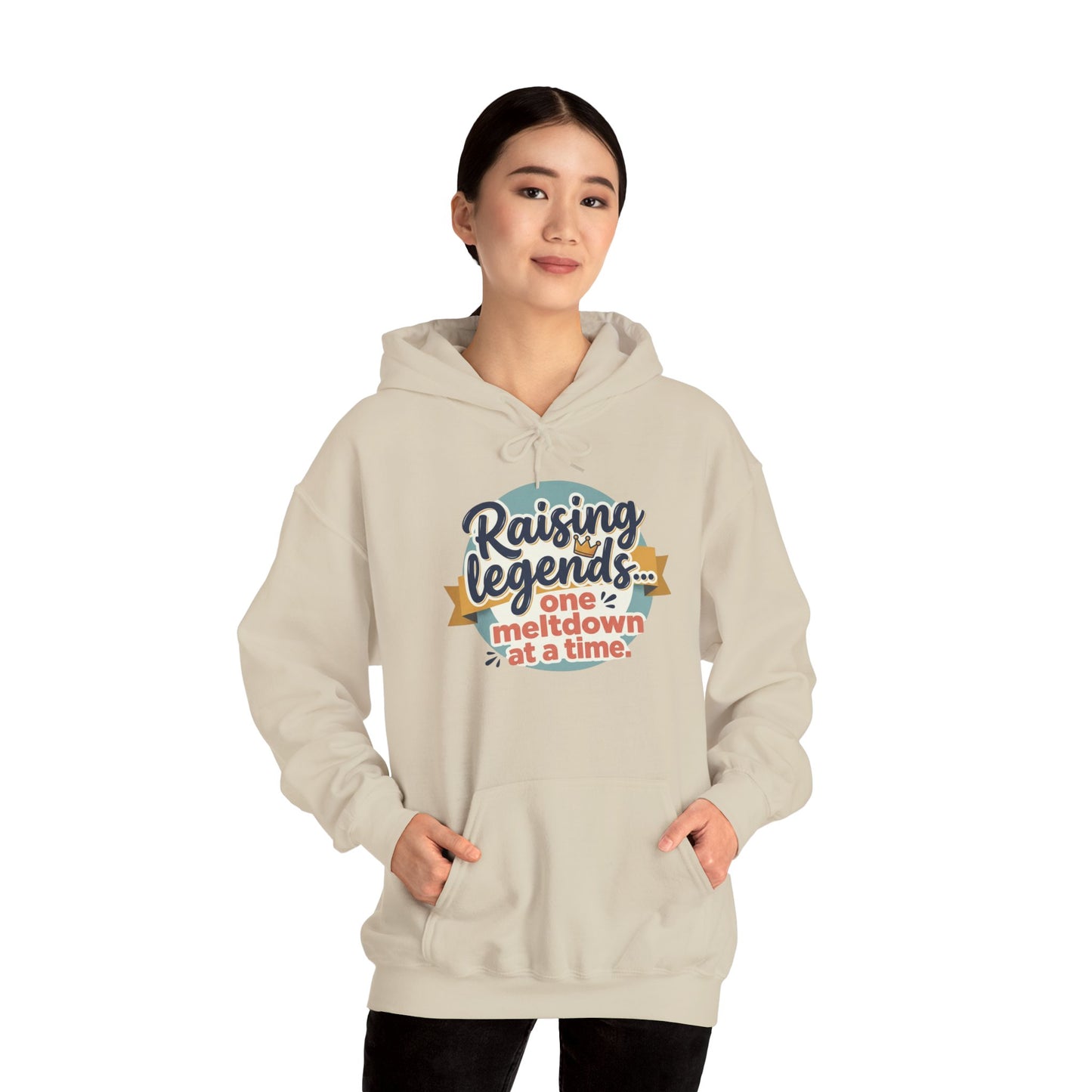 Hoodie — "Raising Legends... one meltdown at a time" Retro Parenthood Sweatshirt