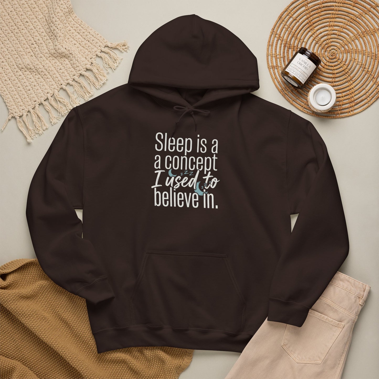Sleep Is a Concept Hoodie – Funny Insomnia Quote Pullover