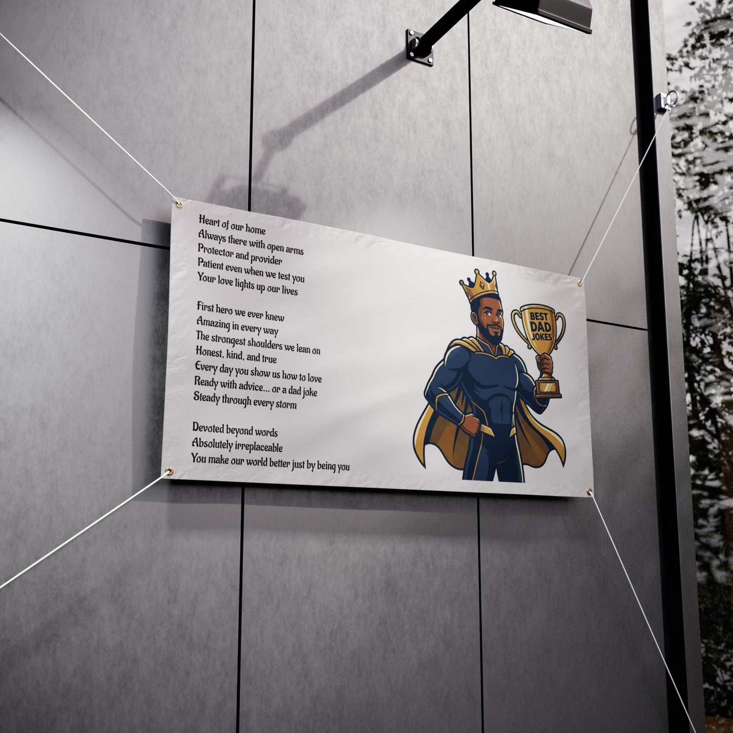 Best Dad Ever Vinyl Banner – Superhero Father Tribute with Poem