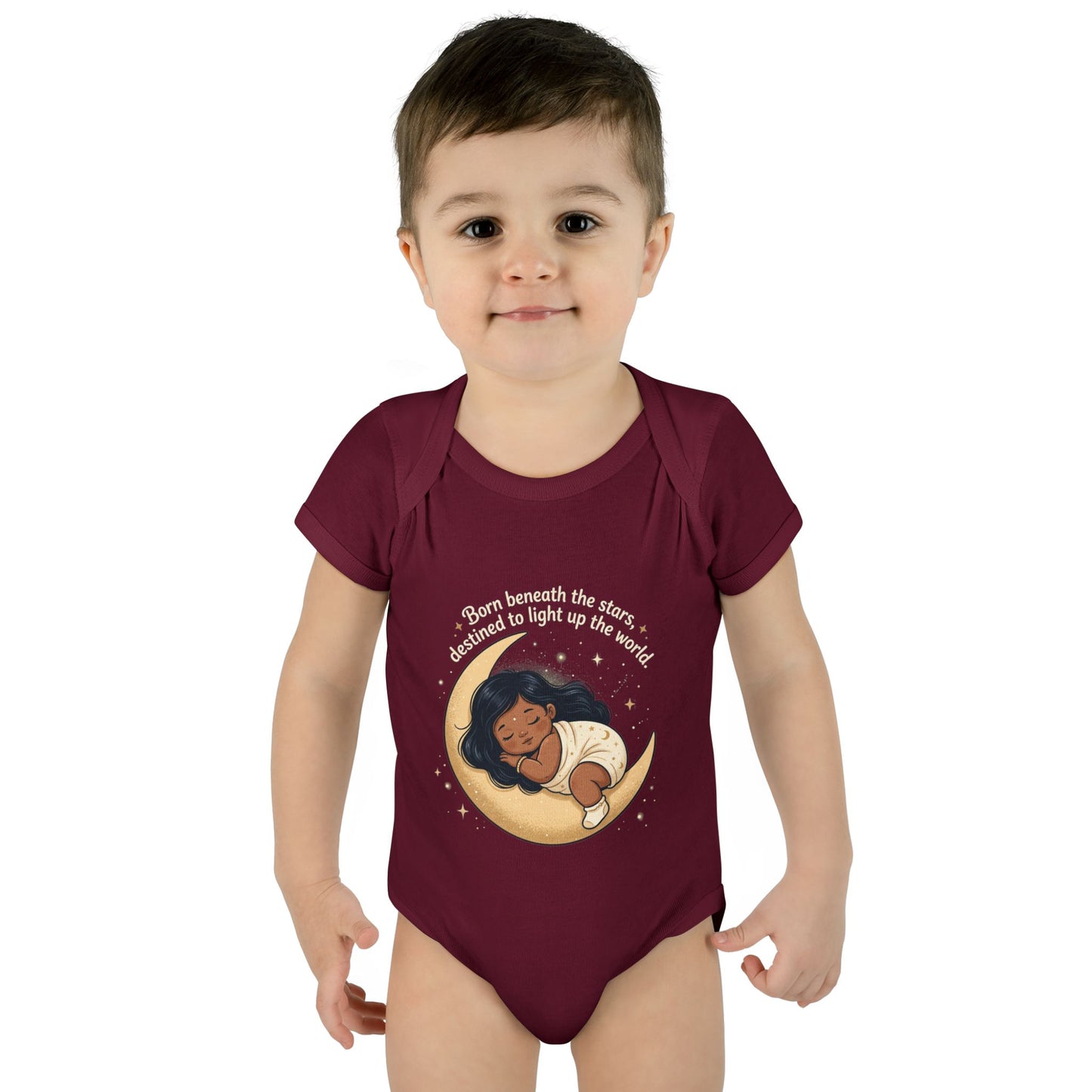 Newborn Moon Baby Bodysuit — "Born Beneath the Stars" Infant Onesie