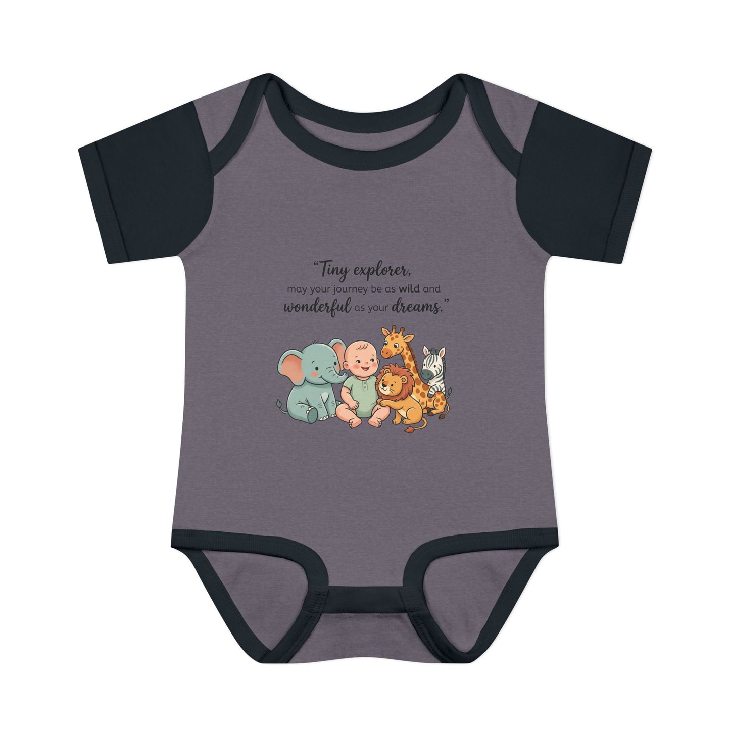 Baby Bodysuit — "Tiny Explorer" Cute Animal Nursery Onesie
