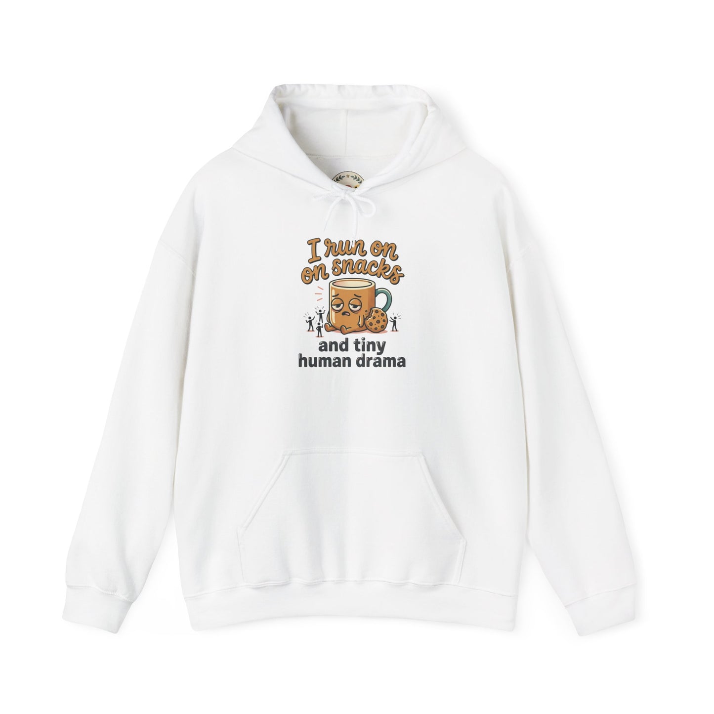 Coffee Mug Hoodie - "I Run on Coffee and Tiny Human Drama" Funny Mom Sweatshirt