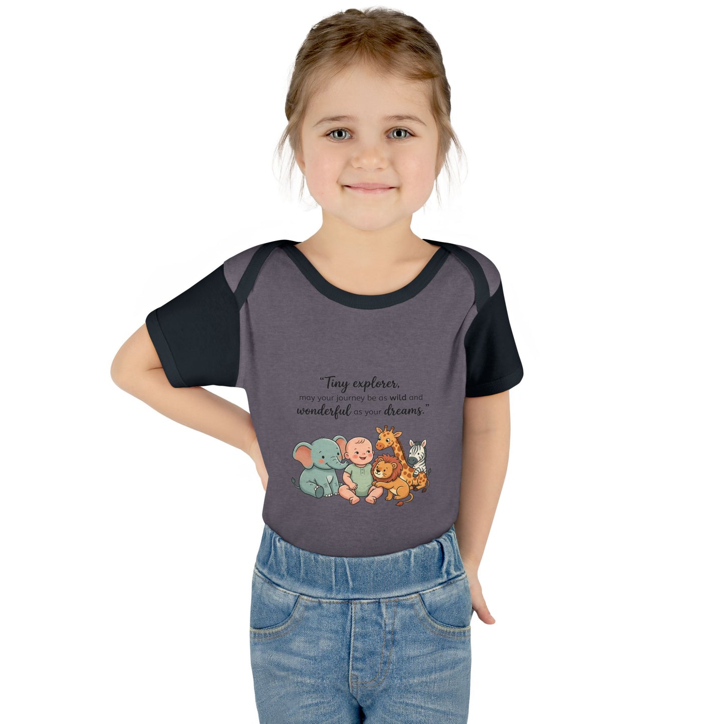 Baby Bodysuit — "Tiny Explorer" Cute Animal Nursery Onesie
