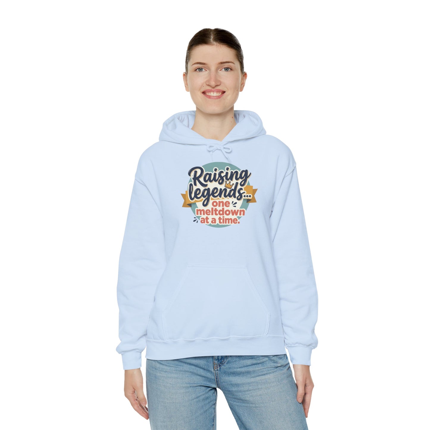Hoodie — "Raising Legends... one meltdown at a time" Retro Parenthood Sweatshirt
