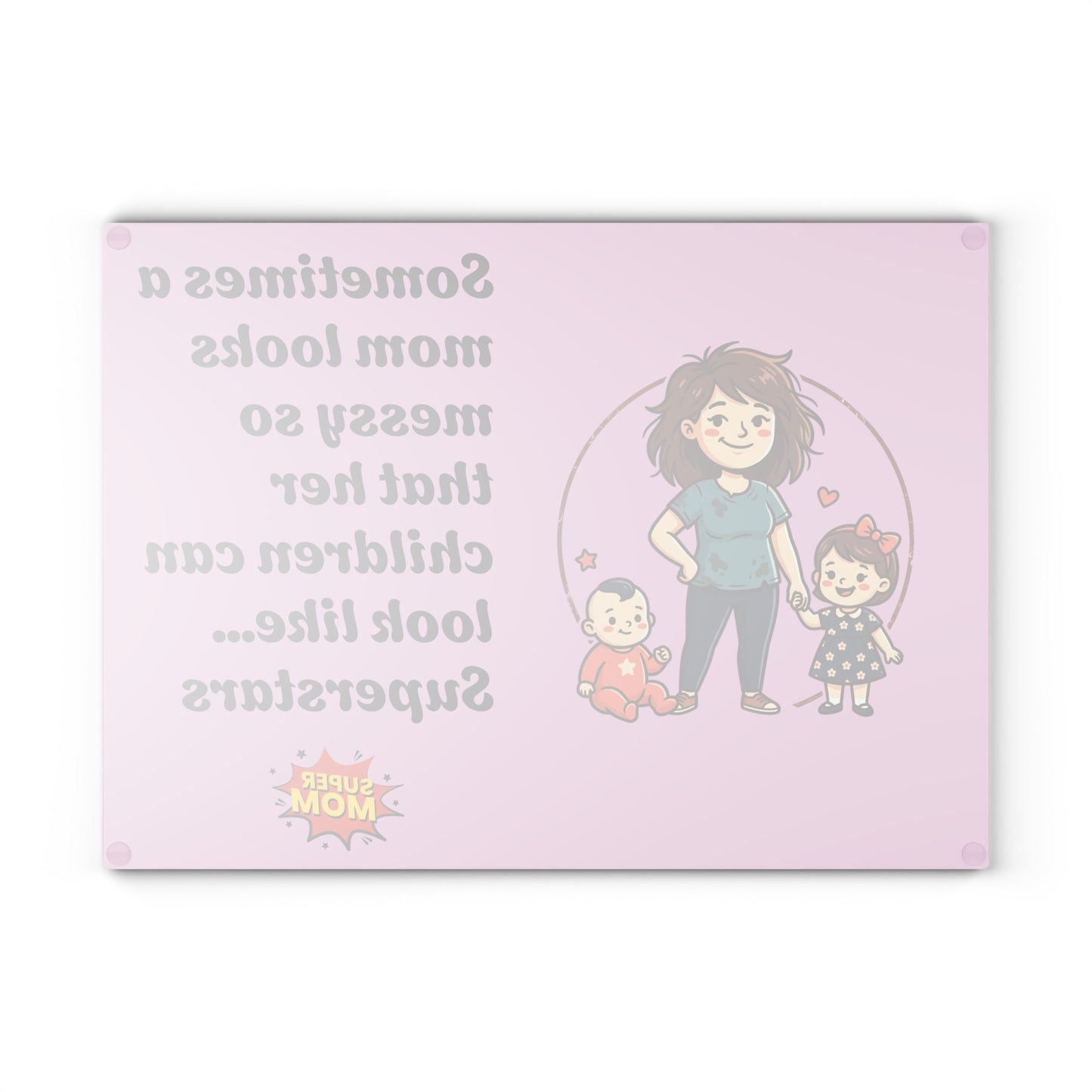 SuperMom Glass Cutting Board | Funny Mom Quote Kitchen Decor