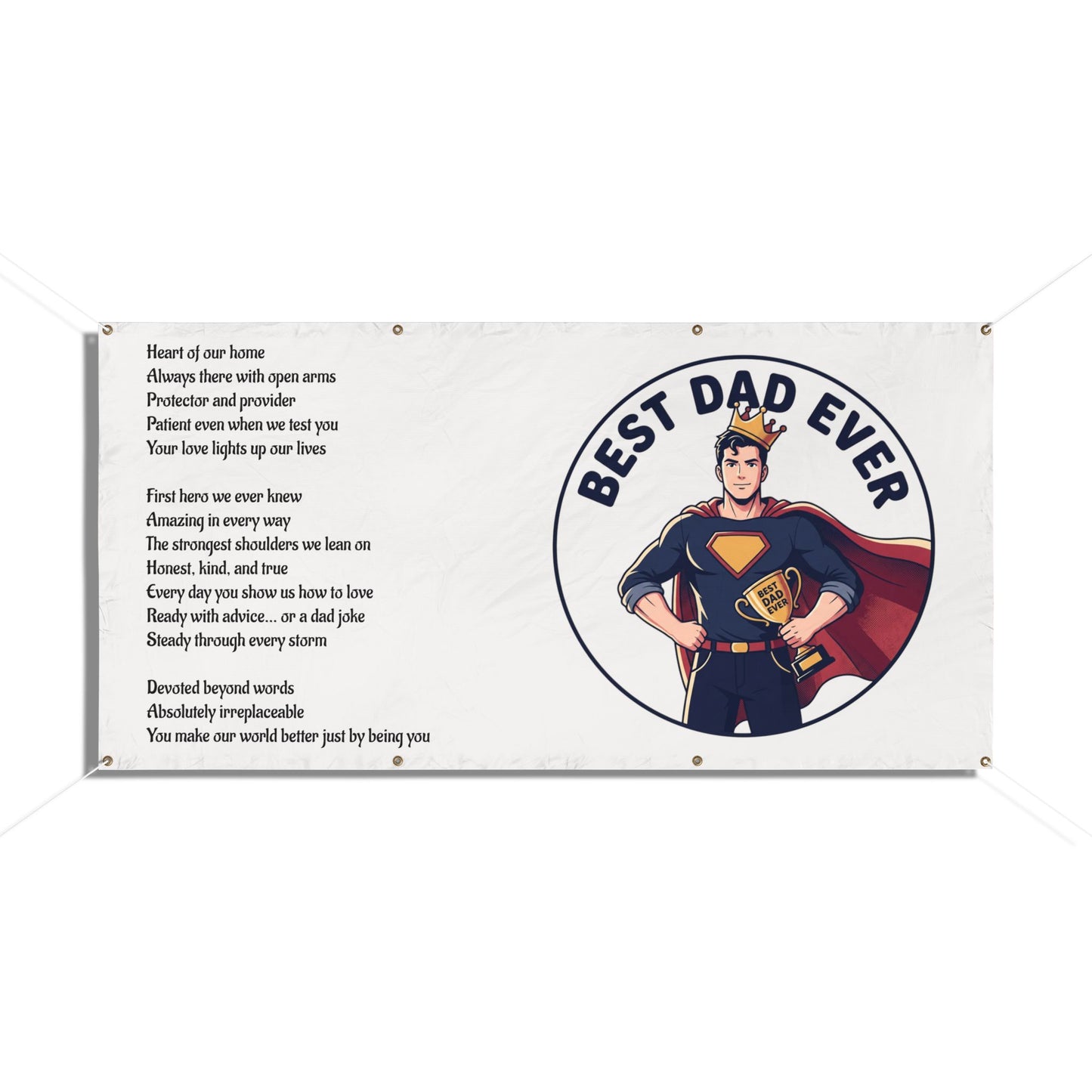 Best Dad Ever Vinyl Banner – Superhero Father Tribute with Poem