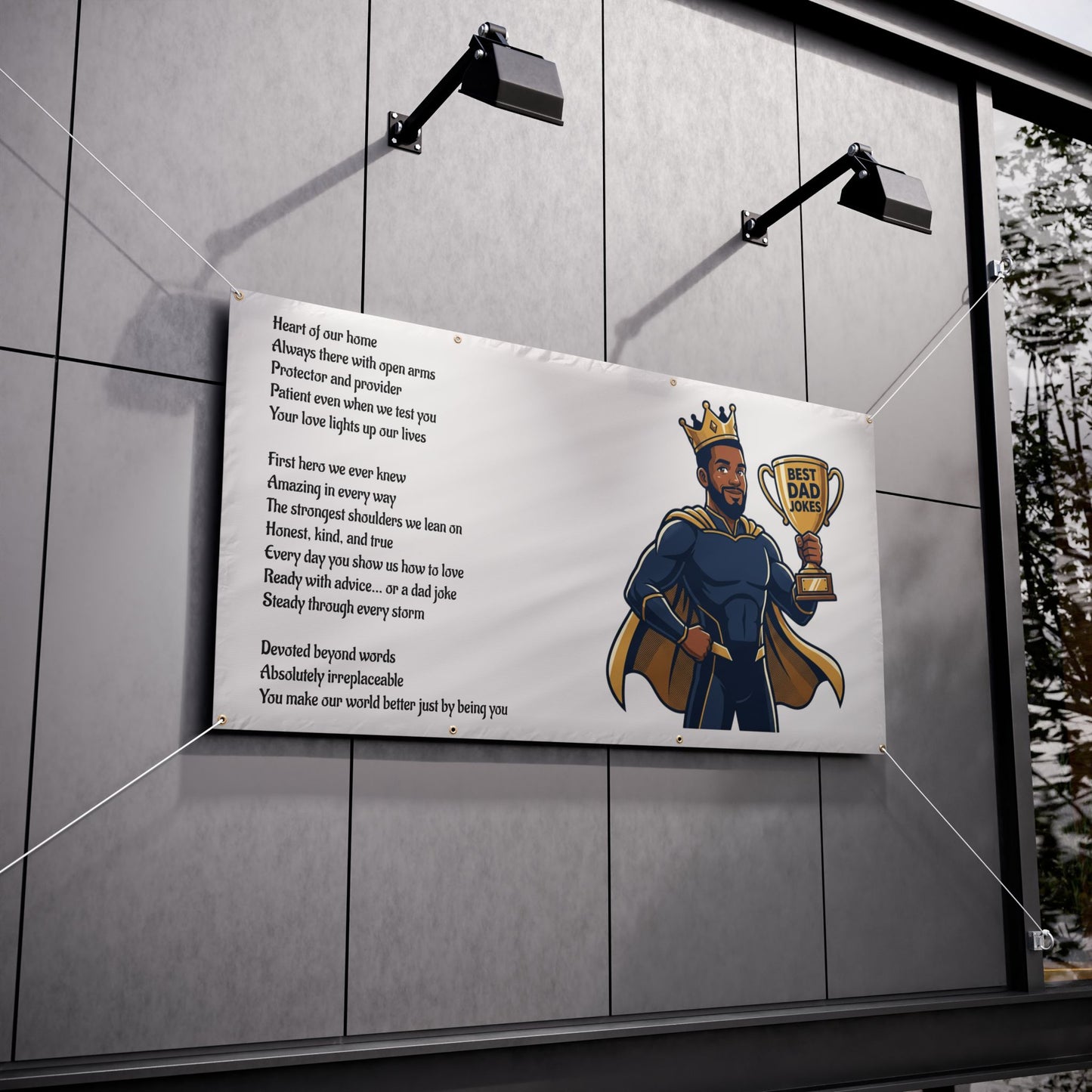 Best Dad Ever Vinyl Banner – Superhero Father Tribute with Poem