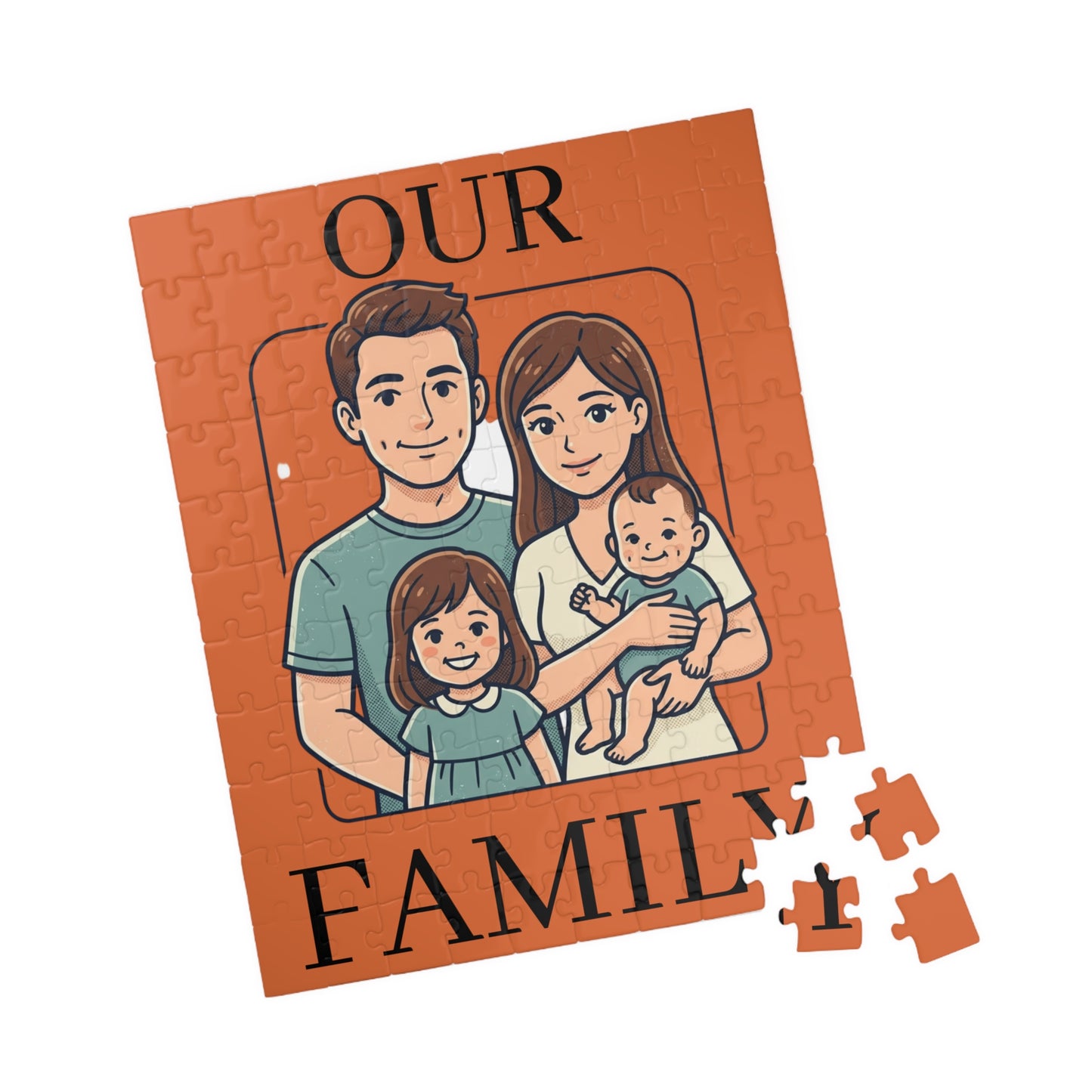 Family Portrait Puzzle – “Our Family” Personalized Jigsaw (110–1014 pcs)