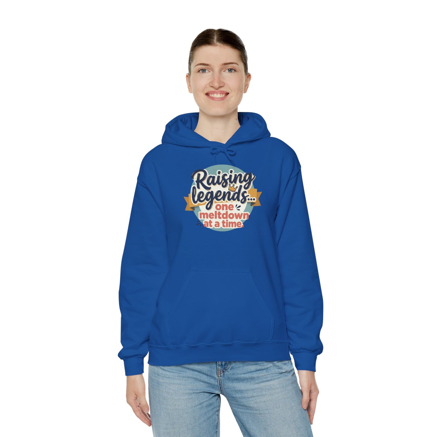 Hoodie — "Raising Legends... one meltdown at a time" Retro Parenthood Sweatshirt