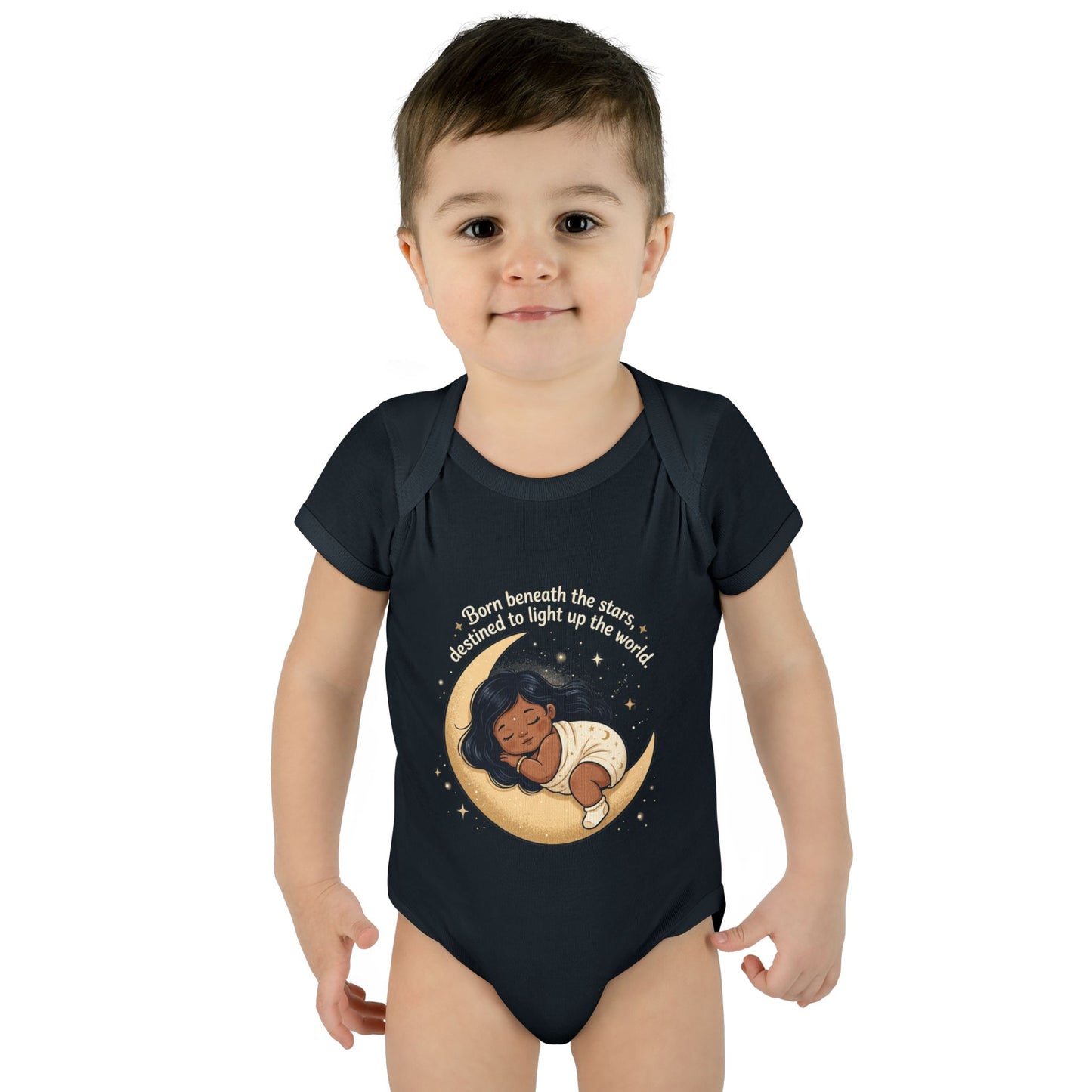 Newborn Moon Baby Bodysuit — "Born Beneath the Stars" Infant Onesie
