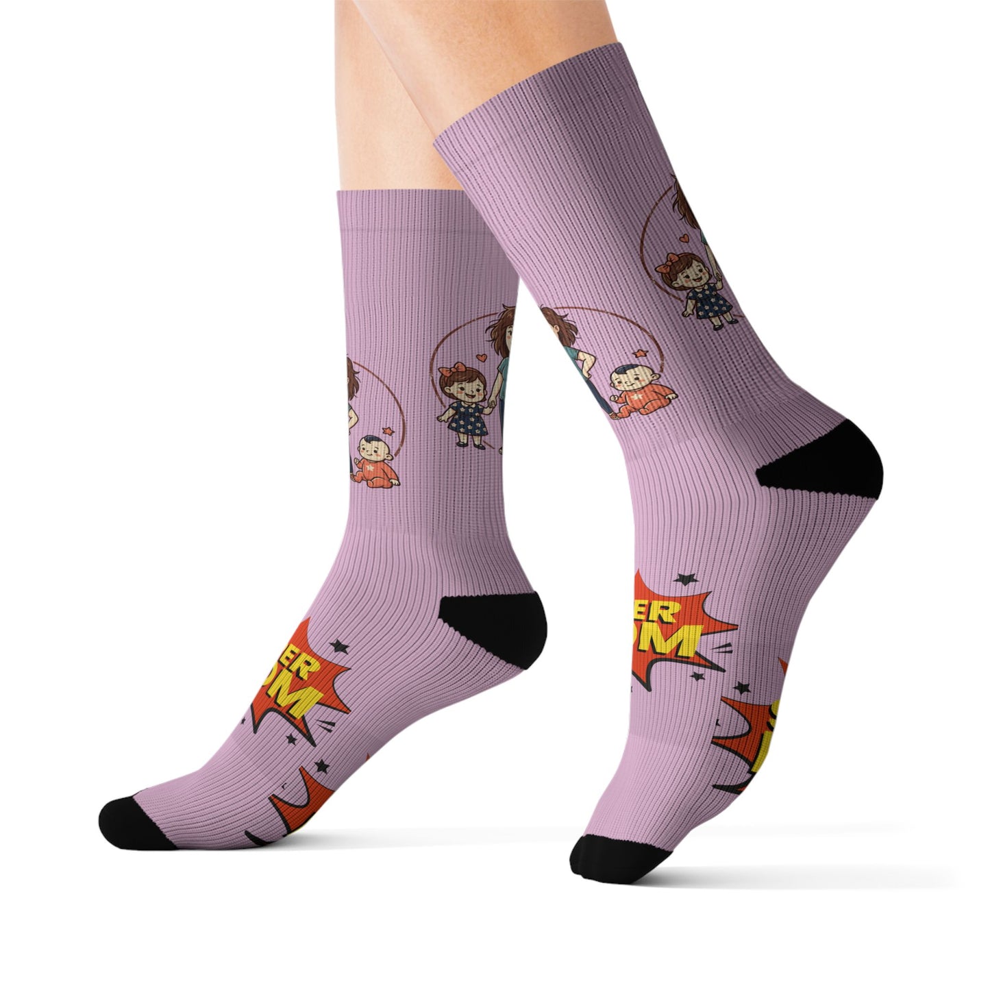 Super Mom Socks | Mother's Day, Mom Cartoon Crew Socks