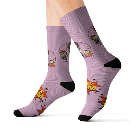 Super Mom Socks | Mother's Day, Mom Cartoon Crew Socks