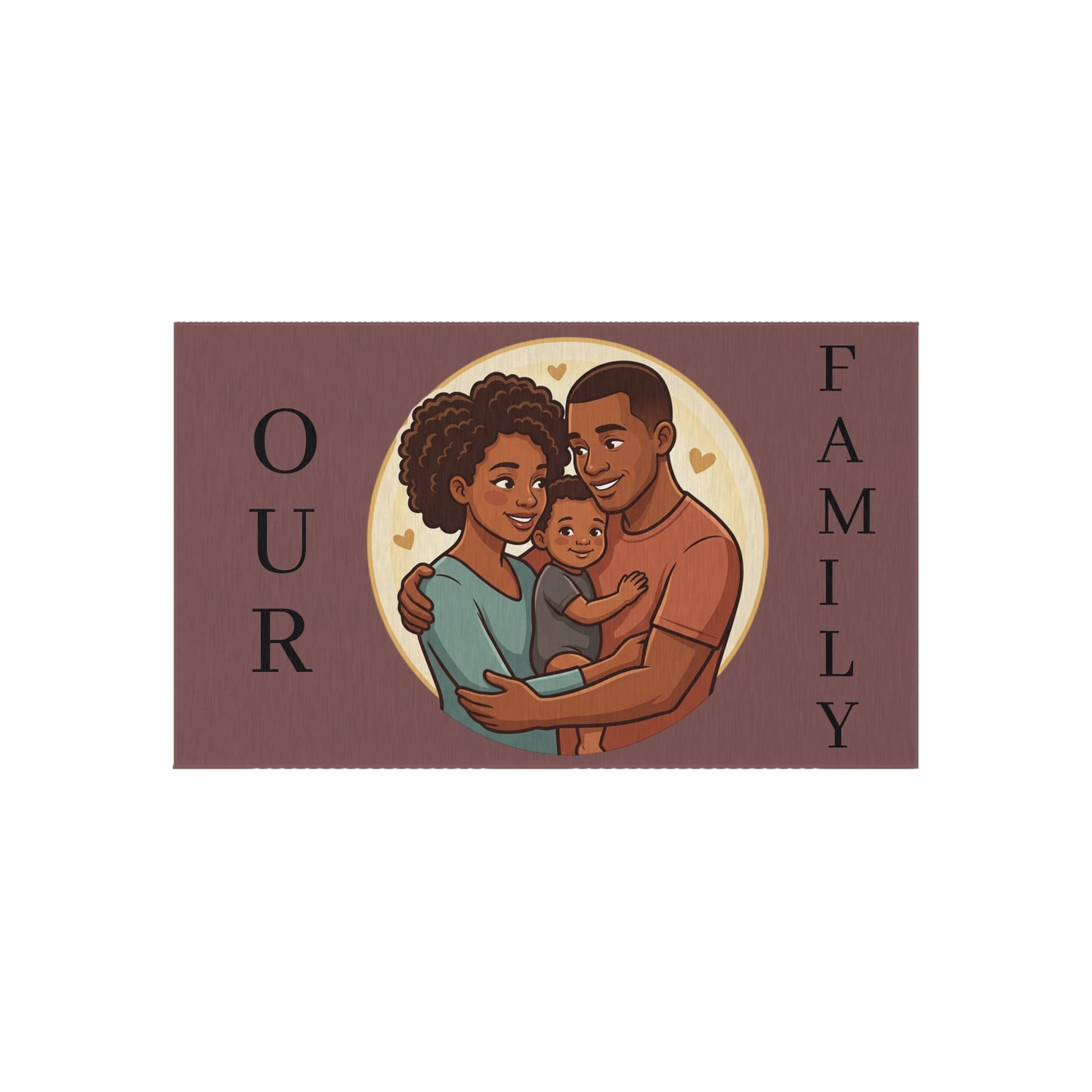 Personalized Family In/Outdoor Rug - 'Our Family' Illustrated Portrait Doormat