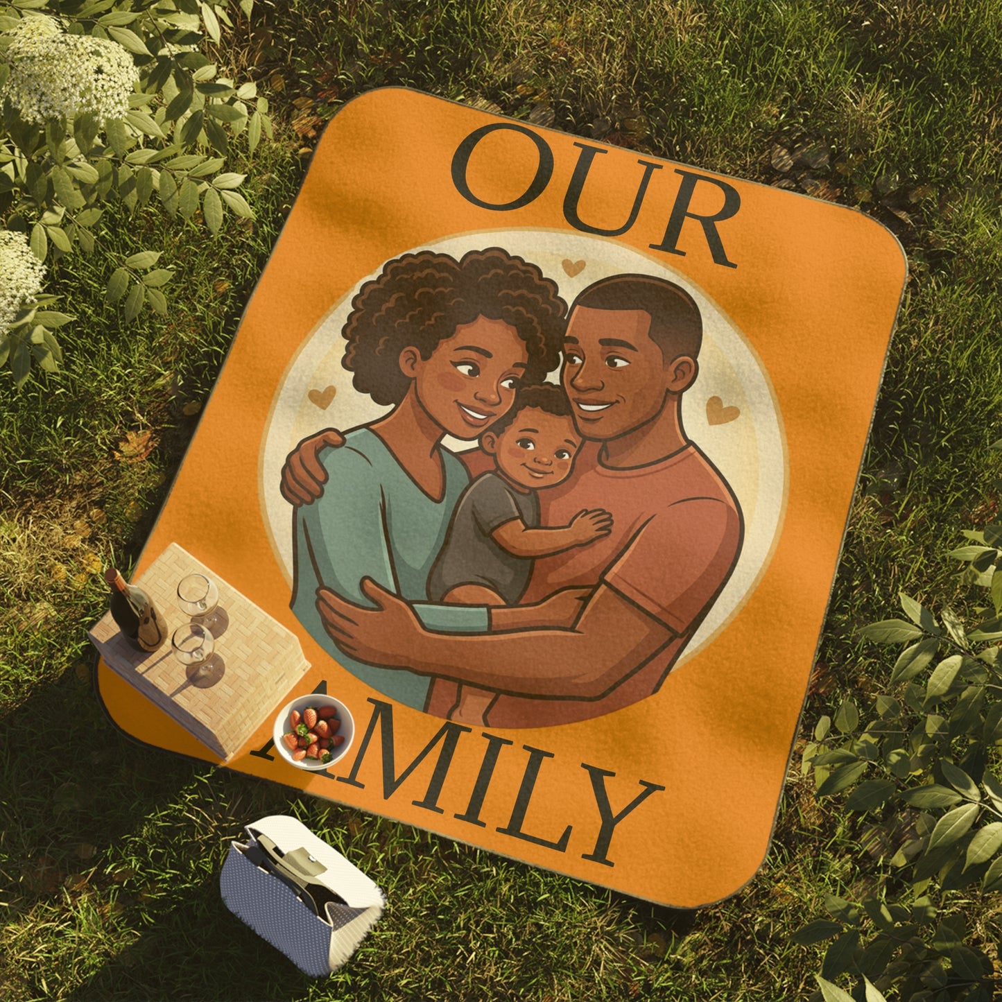 Our Family Picnic Blanket – Family Illustration Outdoor Blanket