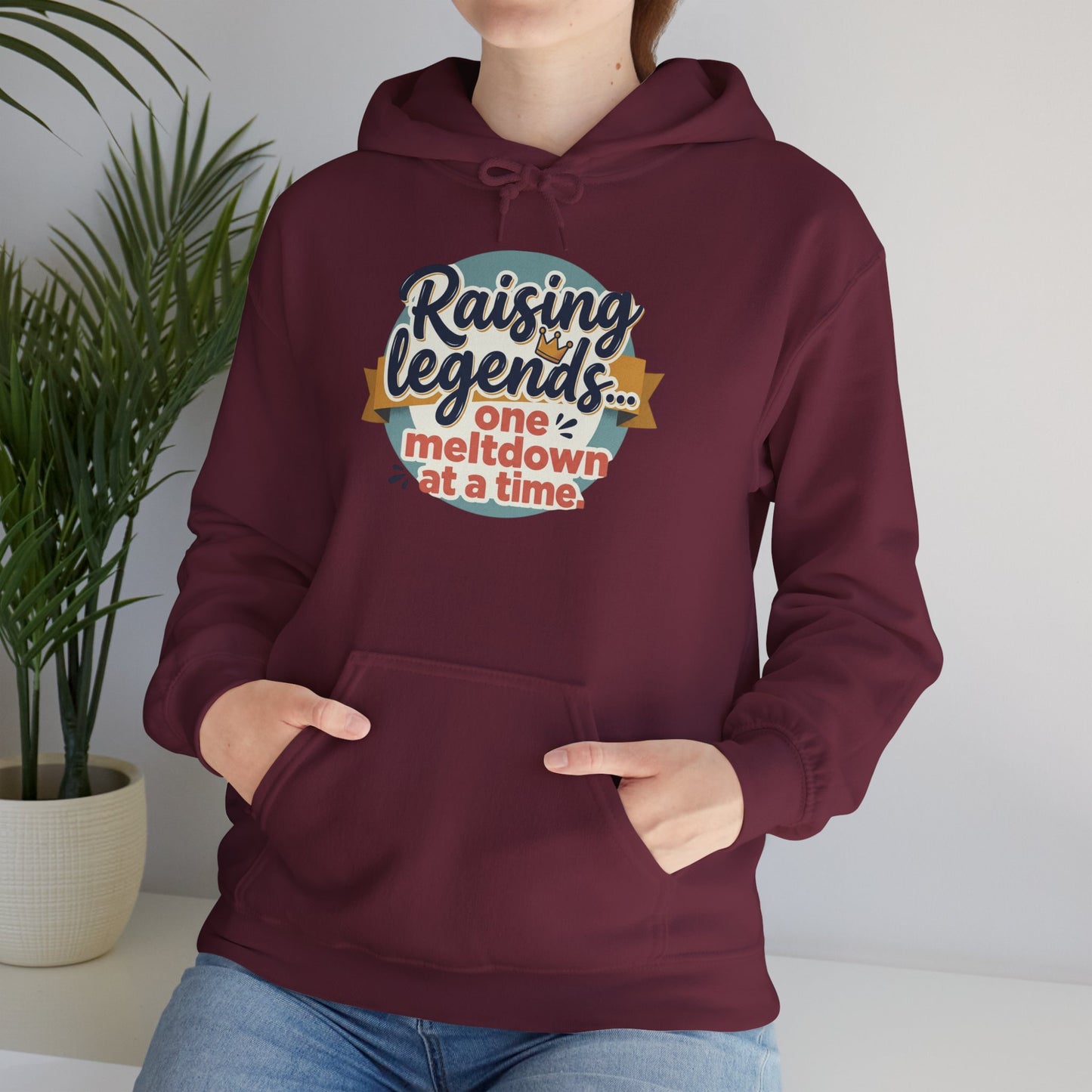 Hoodie — "Raising Legends... one meltdown at a time" Retro Parenthood Sweatshirt