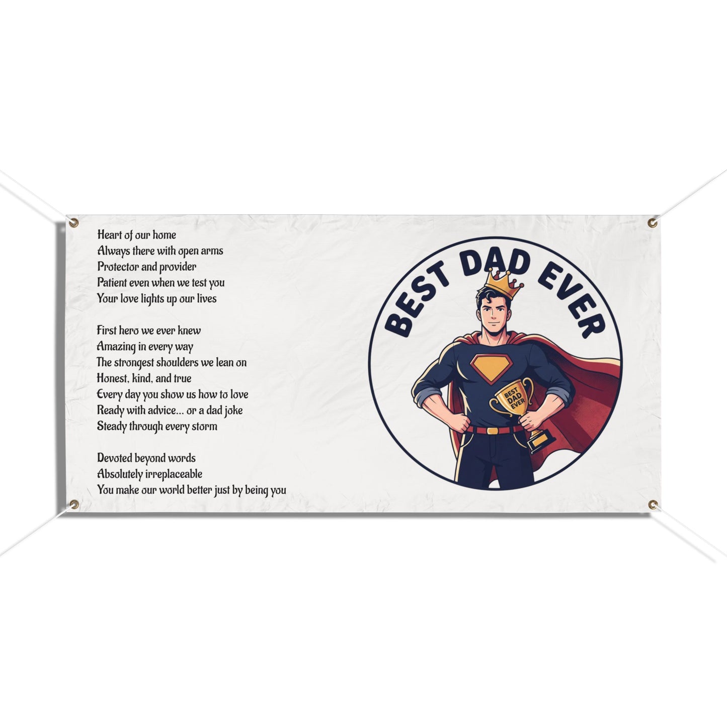 Best Dad Ever Vinyl Banner – Superhero Father Tribute with Poem