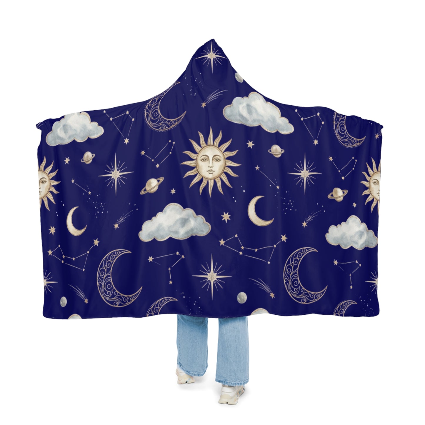 Celestial Moon & Sun Hooded Blanket — Starry Night Snuggle Throw