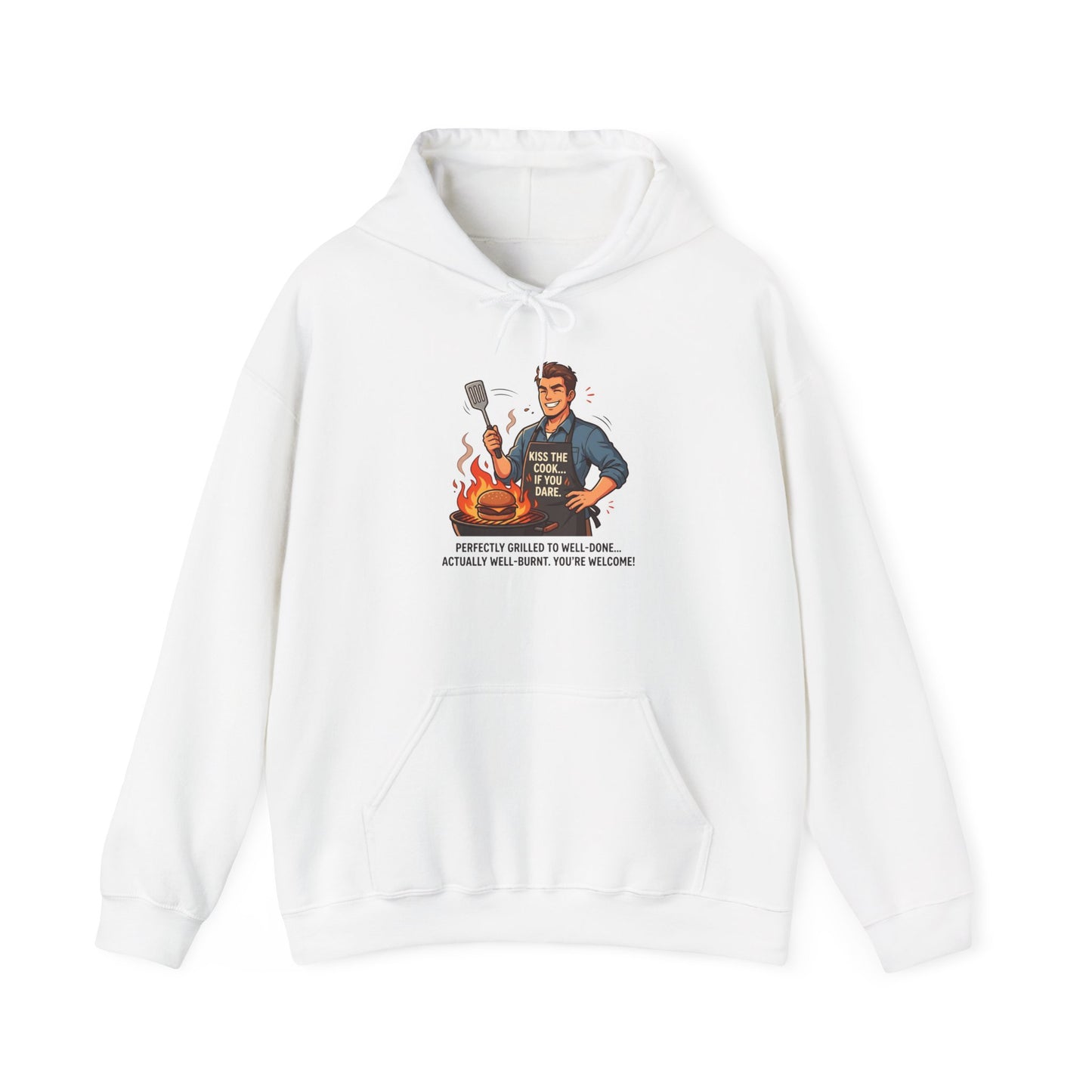 Hoodie – Vintage Grillmaster BBQ Sweatshirt ("Perfectly Grilled...Actually I Just Set It Ablaze")